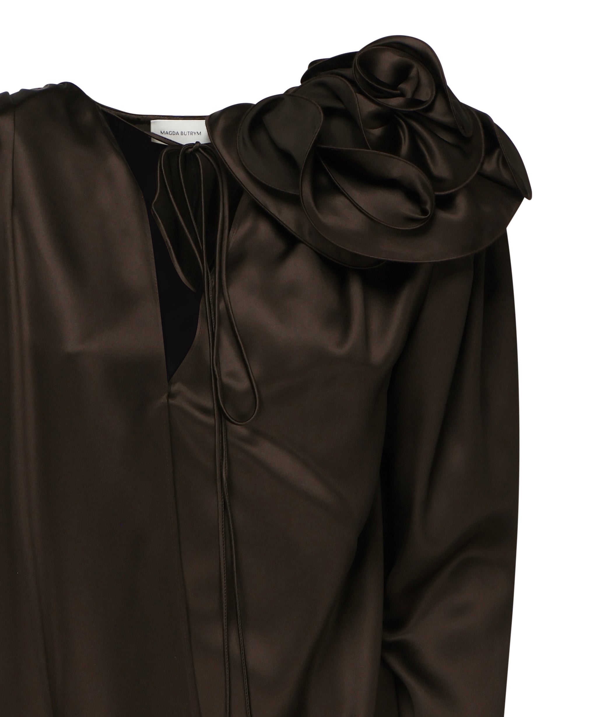 Blusa classica in seta con applicazione 1404250000 BROWN MAGDA BUTRYM 