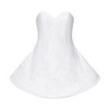 Mini abito babydoll senza spalline in popeline di pizzo bianco 16952500000031 WHITE MAGDA BUTRYM 