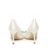 Décolleté Hangisi con fibbia gioiello in raso bianco 9XX0663 1309 MANOLO BLAHNIK 