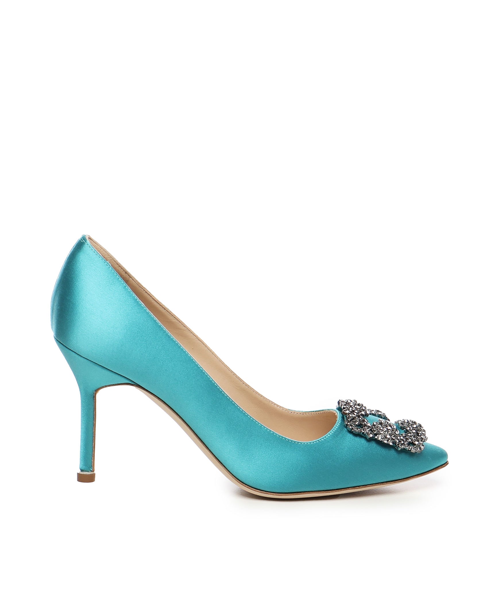 Décolleté Hangisi con fibbia gioiello in raso 9XX0663 4444 MANOLO BLAHNIK 