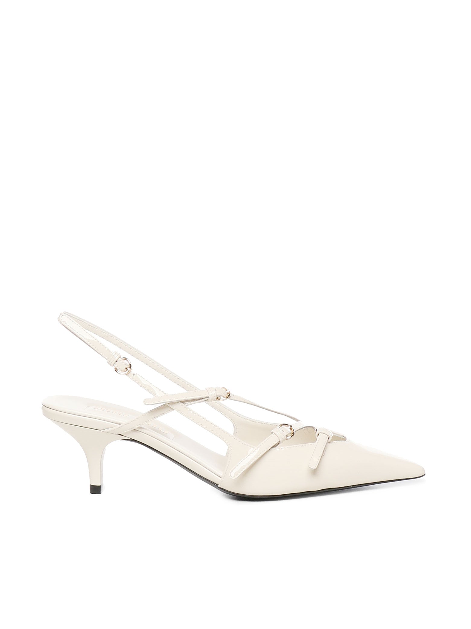 Décolleté slingback in vernice con fibbie 5I013E 69F0304 MIU MIU 
