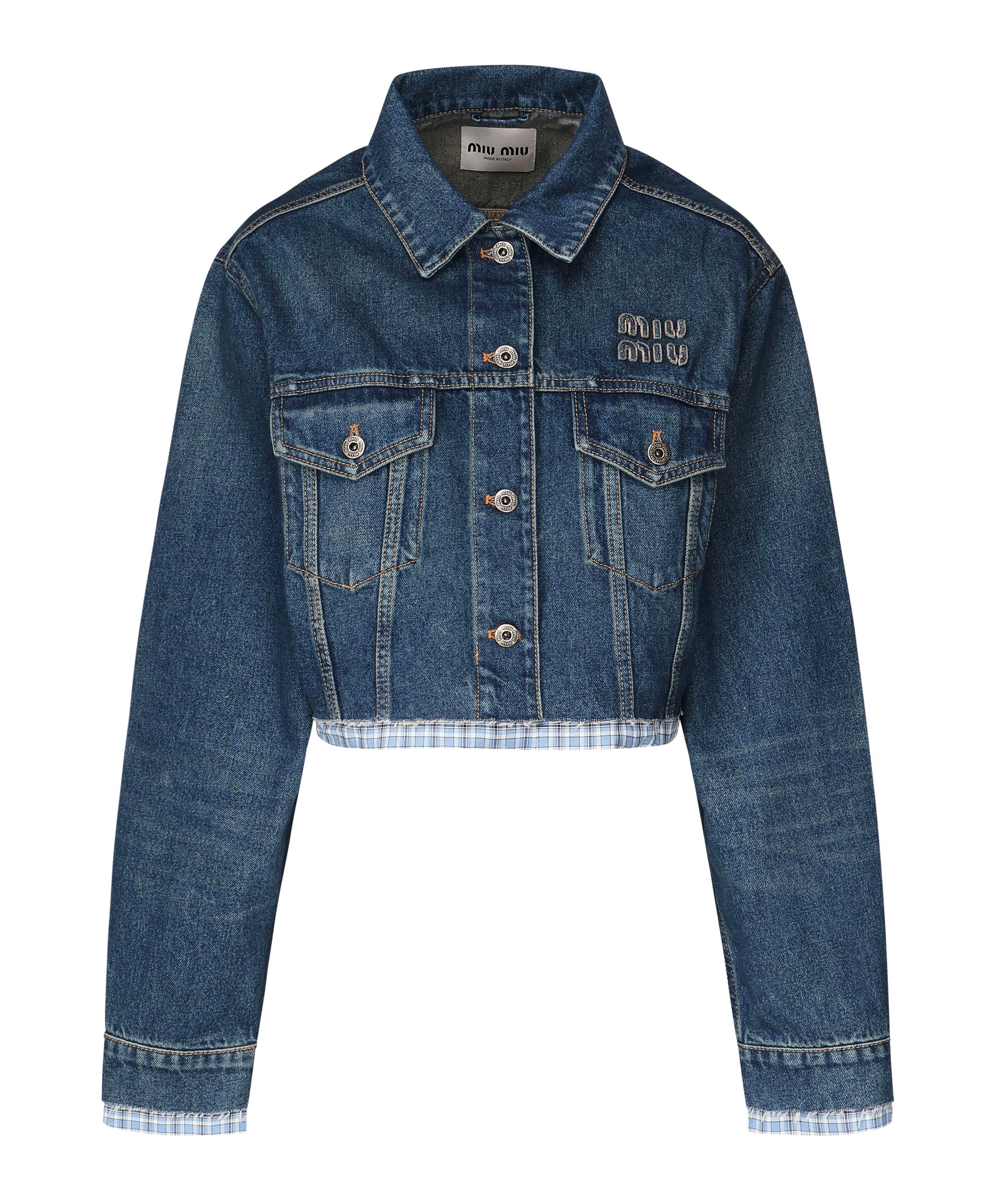 Giacca in denim e popeline GWB247 1568F0008 MIU MIU 