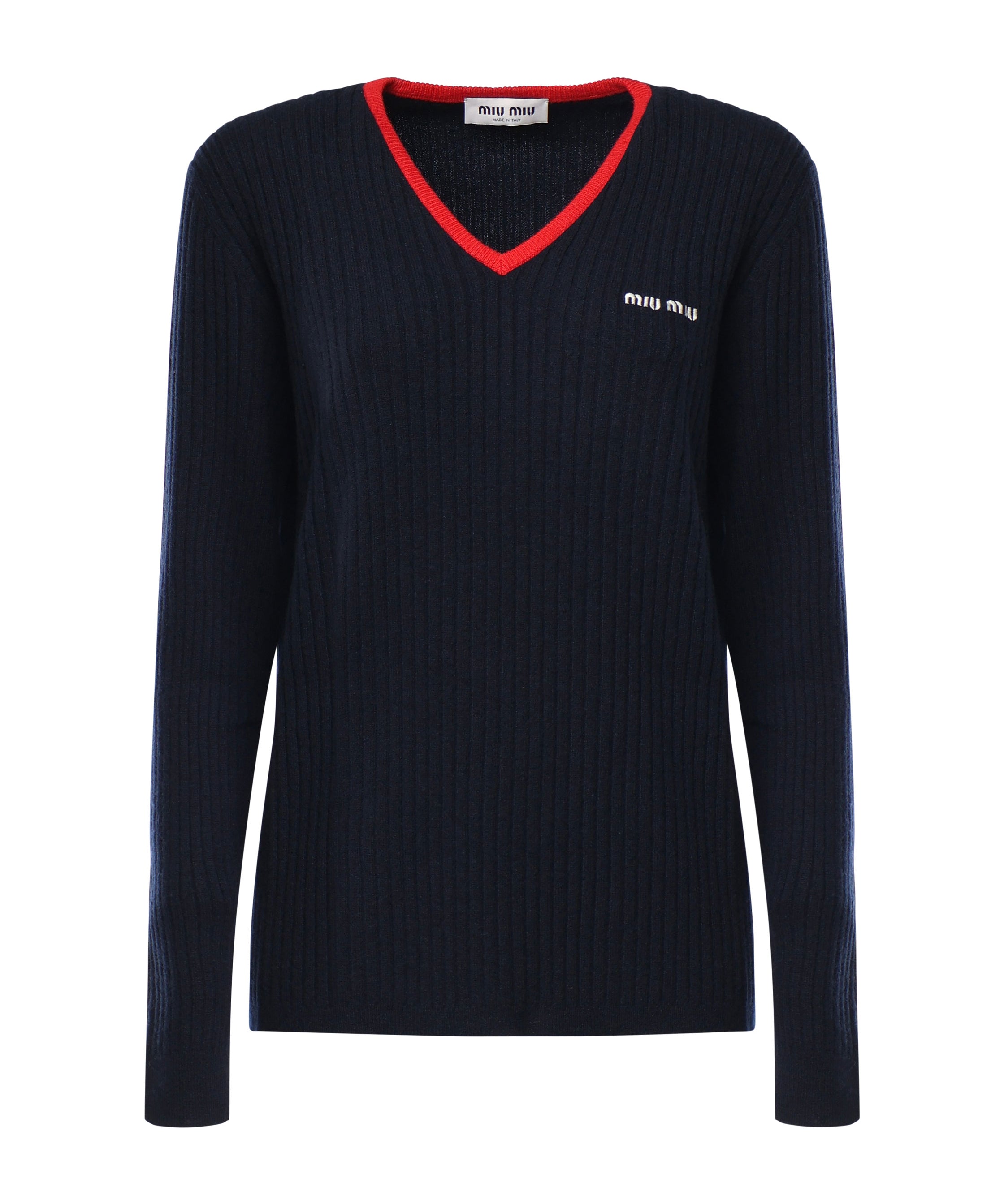 Maglia scollo a V in cashmere MMLA33 1580F059F MIU MIU 