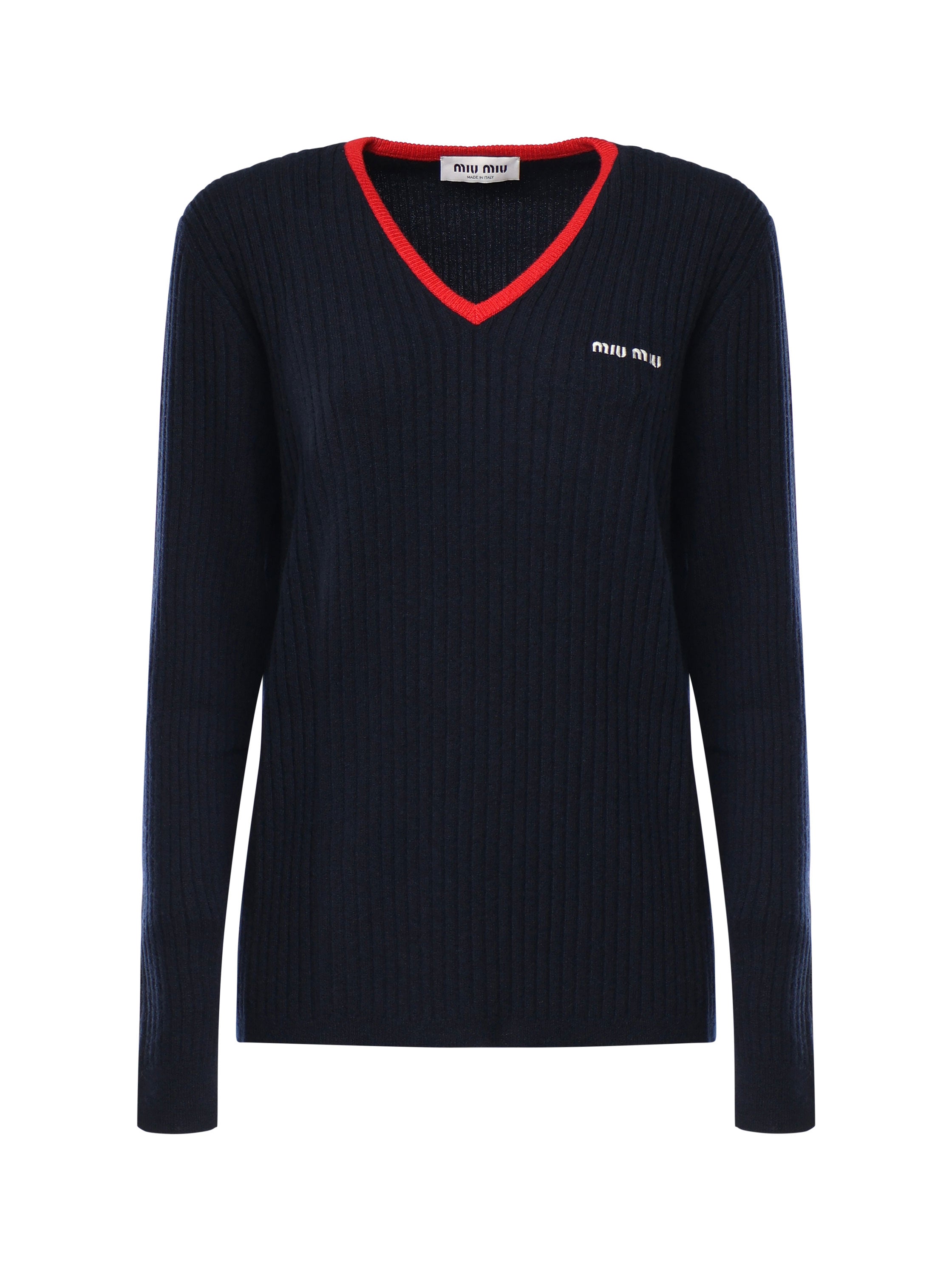 Maglia scollo a V in cashmere MMLA33 1580F059F MIU MIU 