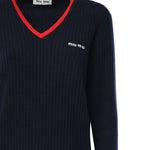 Maglia scollo a V in cashmere MMLA33 1580F059F MIU MIU 