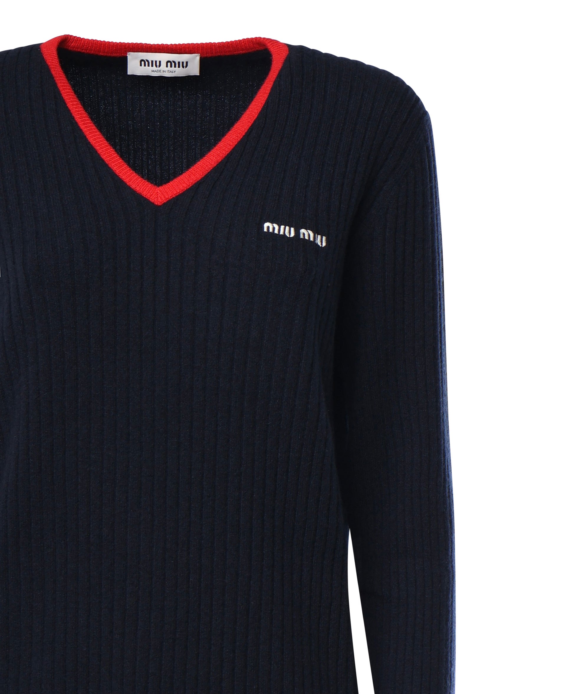 Maglia scollo a V in cashmere MMLA33 1580F059F MIU MIU 