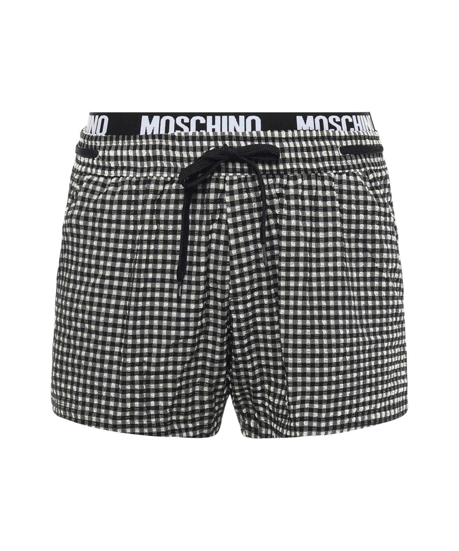 Boxer mare a quadri con logo V3A4221 94201555 MOSCHINO 