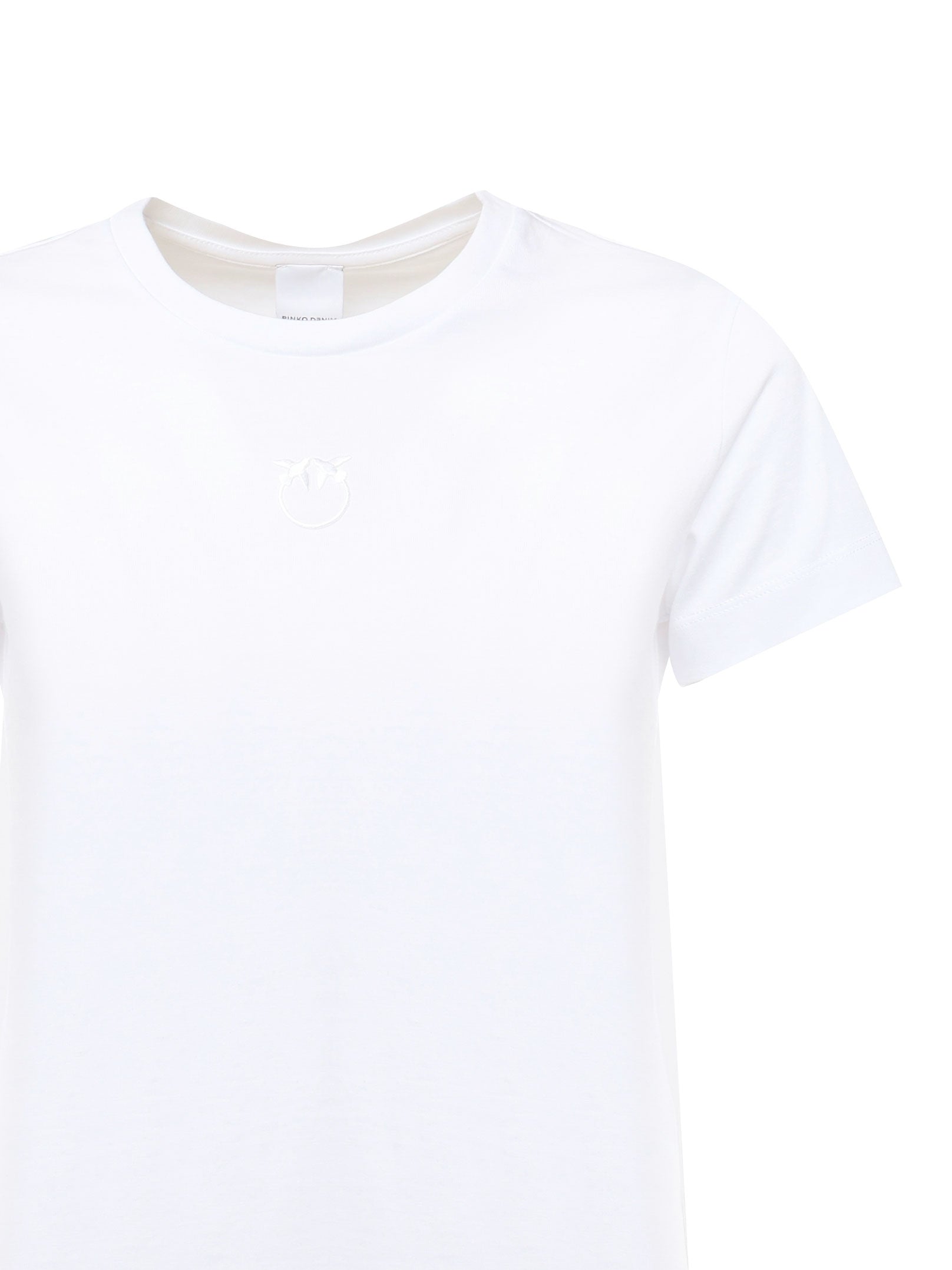 T-shirt maniche corte logo ricamato 100355 A2HNZ04 PINKO 