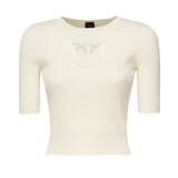 Maglia a costine con logo Love Birds 102017 A1KWZ05 PINKO 