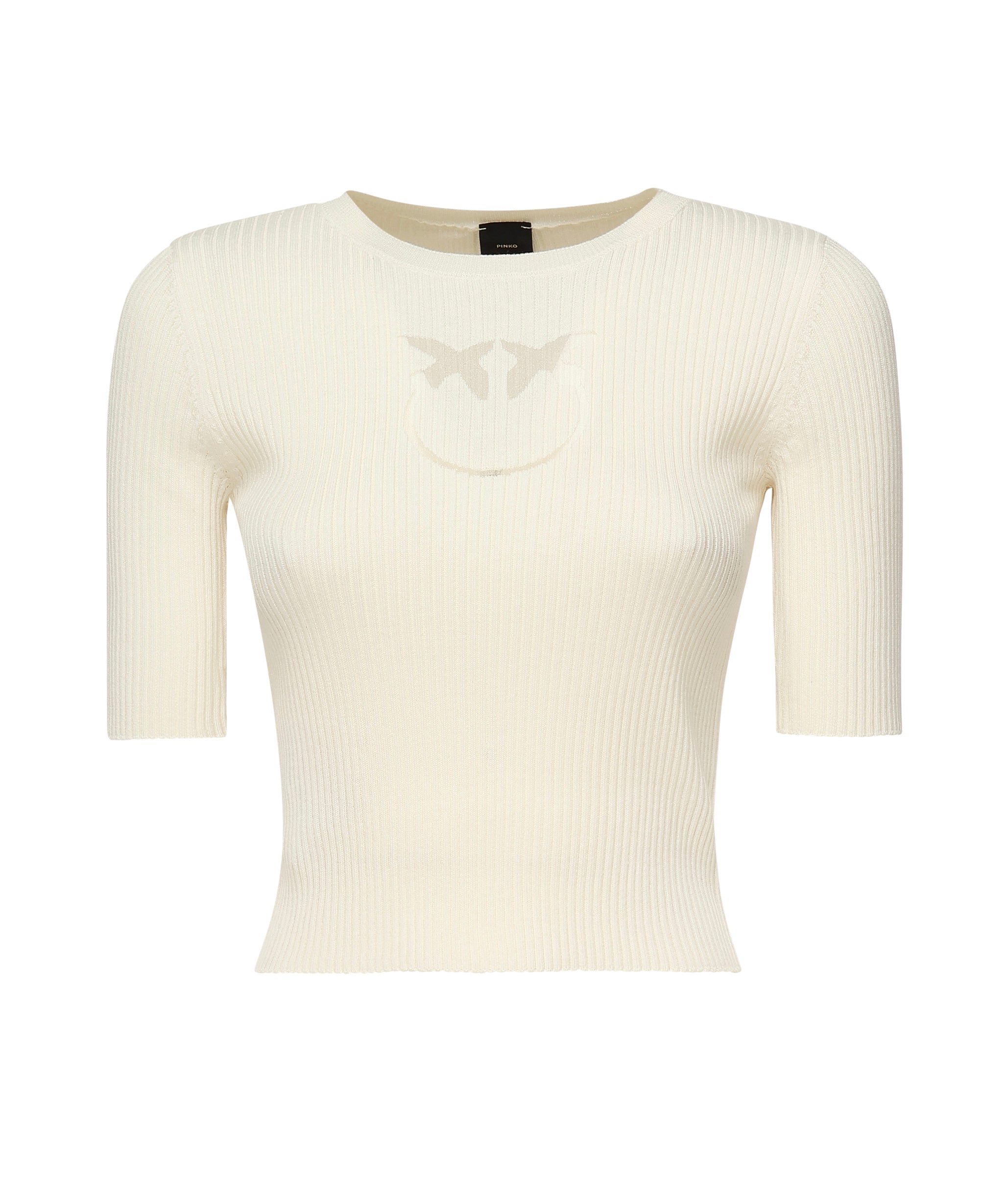 Maglia a costine con logo Love Birds 102017 A1KWZ05 PINKO 