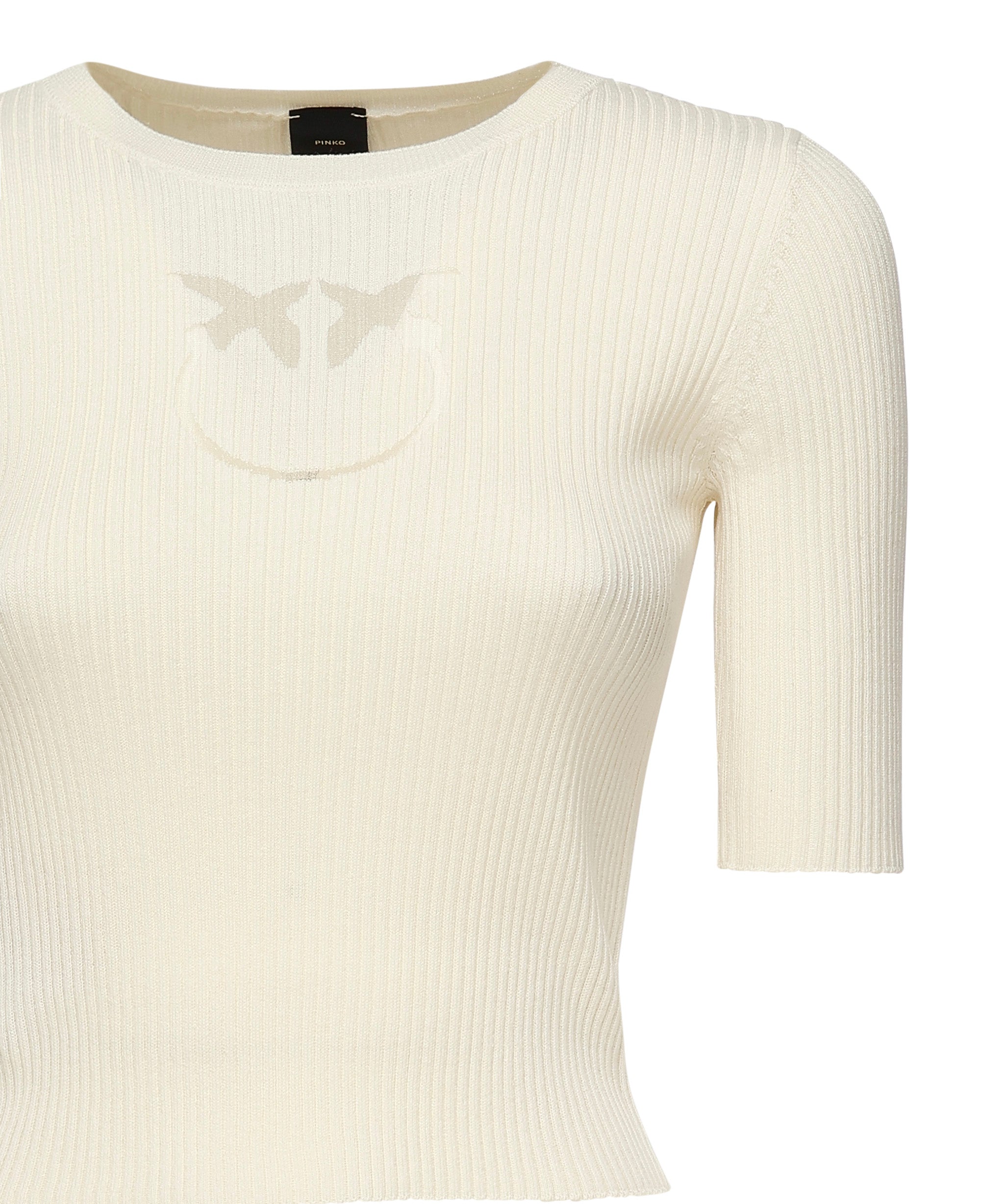Maglia a costine con logo Love Birds 102017 A1KWZ05 PINKO 