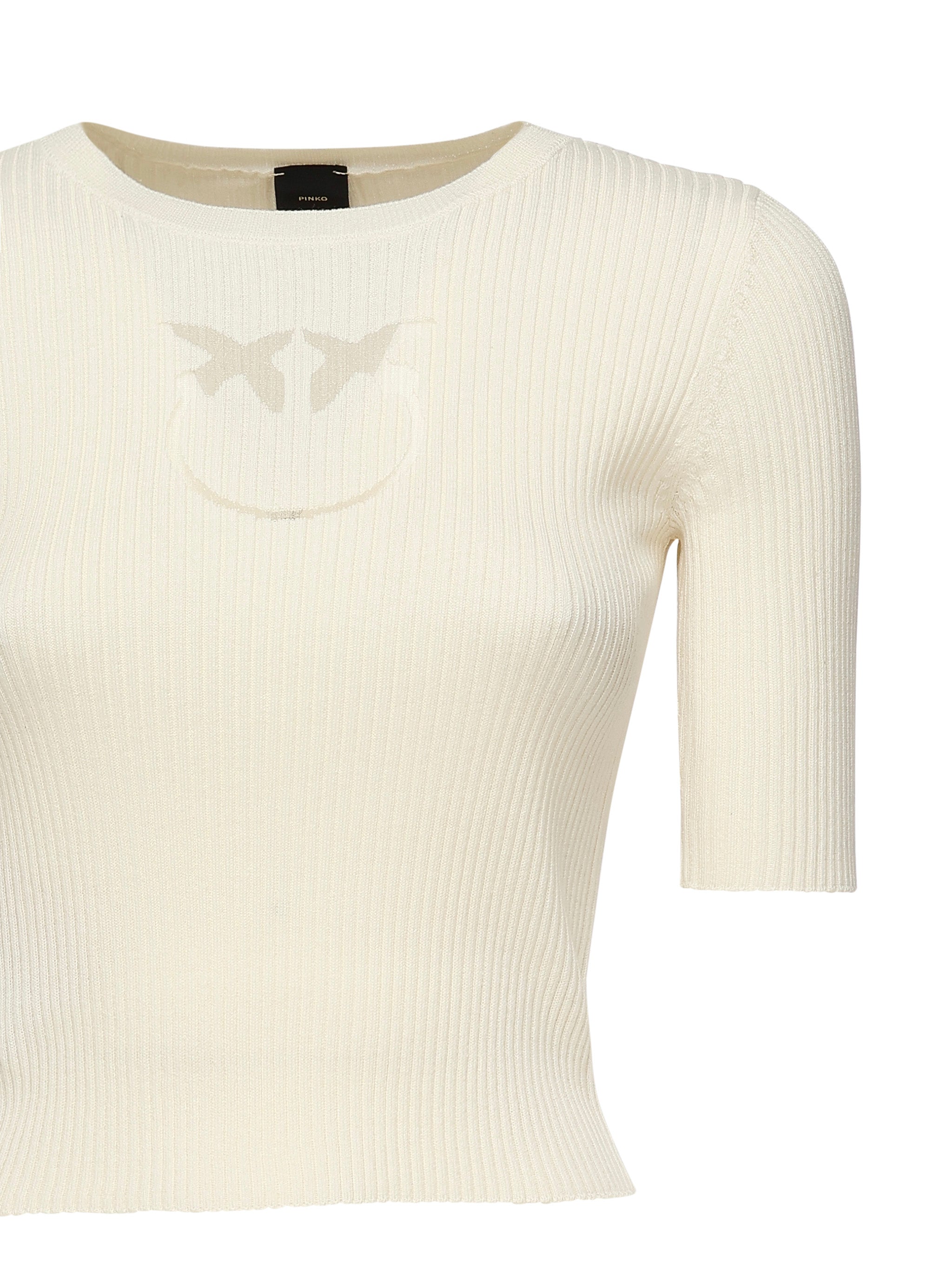 Maglia a costine con logo Love Birds 102017 A1KWZ05 PINKO 