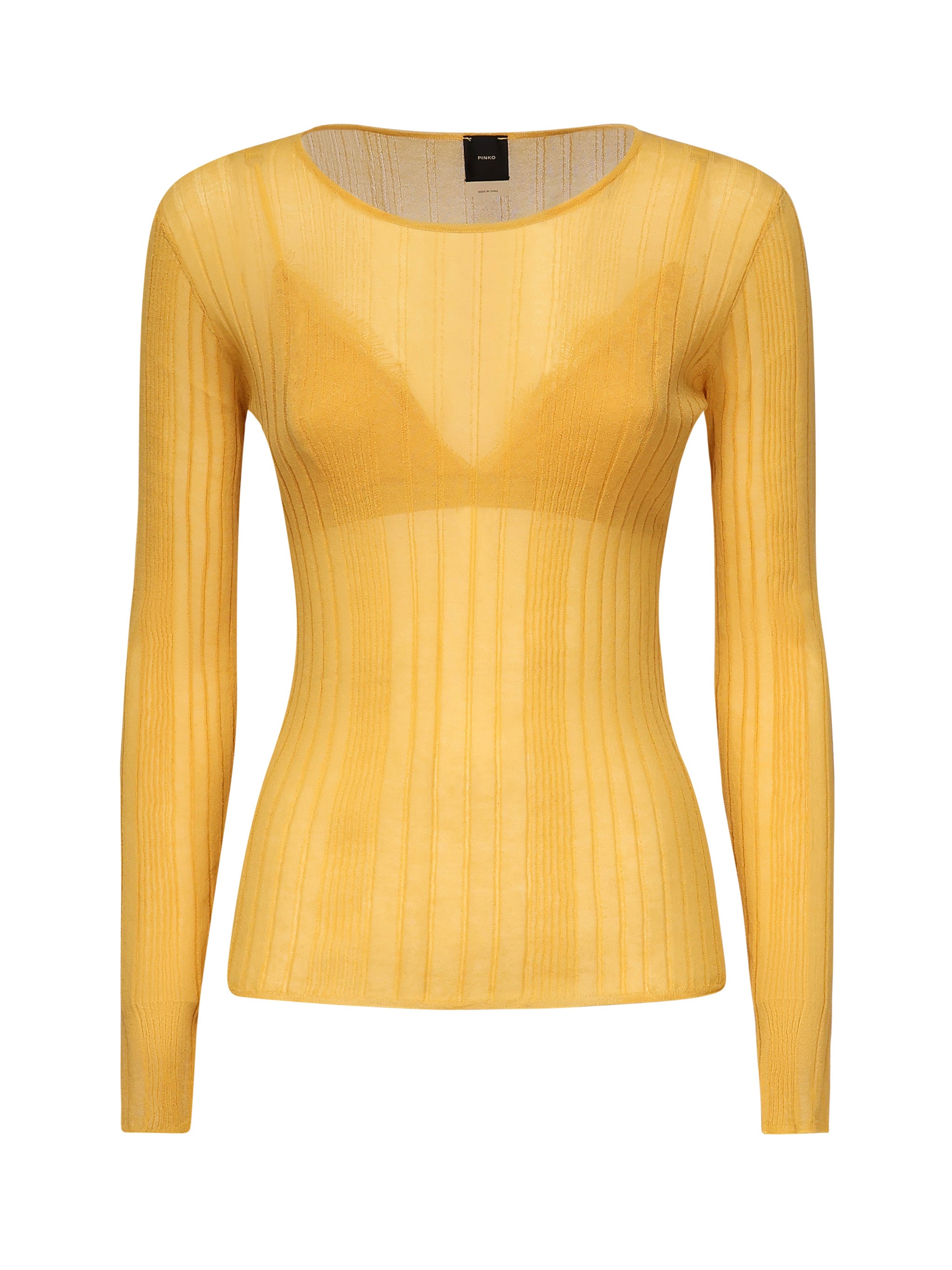 Maglia semitrasparente a costine 102977 A1NDC43 PINKO 