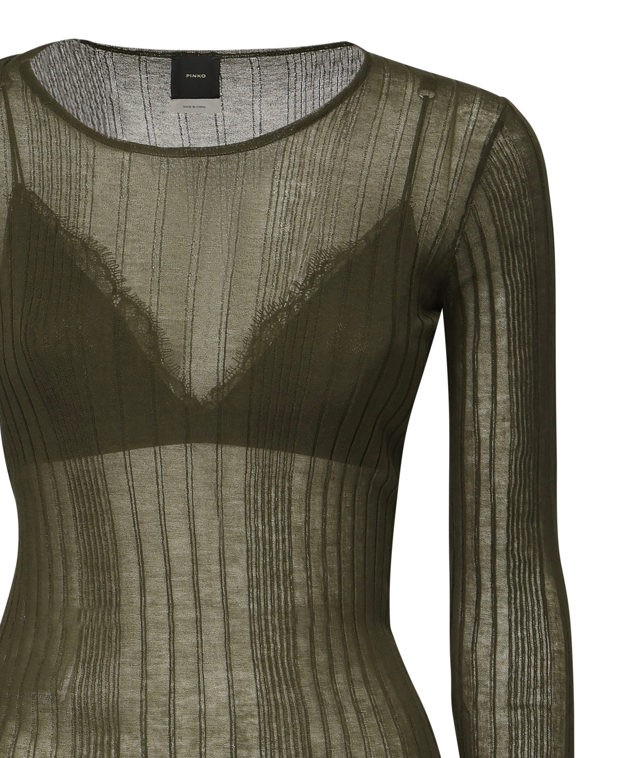 Maglia semitrasparente a costine 102977 A1NDX18 PINKO 
