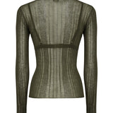 Maglia semitrasparente a costine 102977 A1NDX18 PINKO 