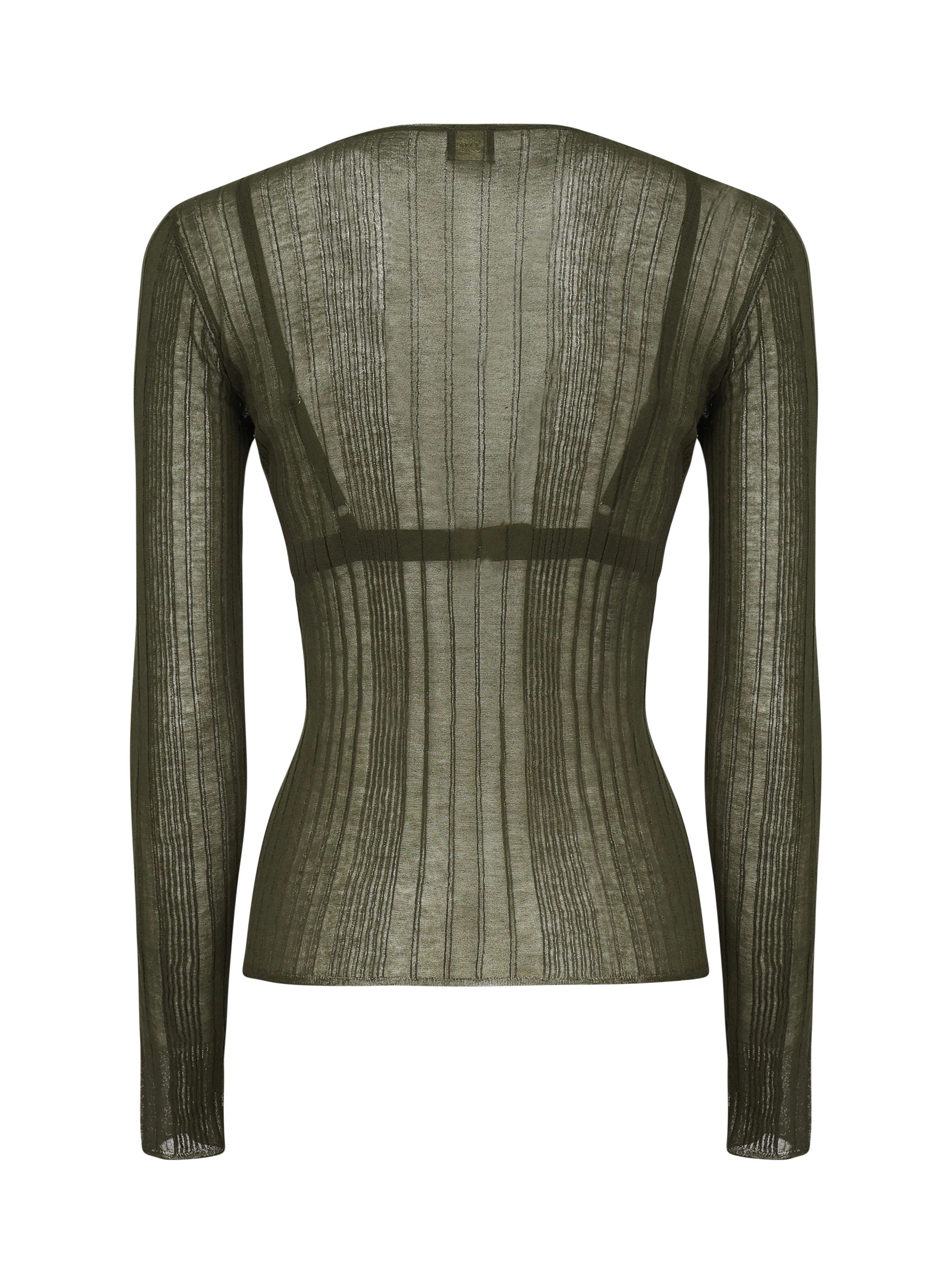 Maglia semitrasparente a costine 102977 A1NDX18 PINKO 