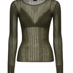 Maglia semitrasparente a costine 102977 A1NDX18 PINKO 