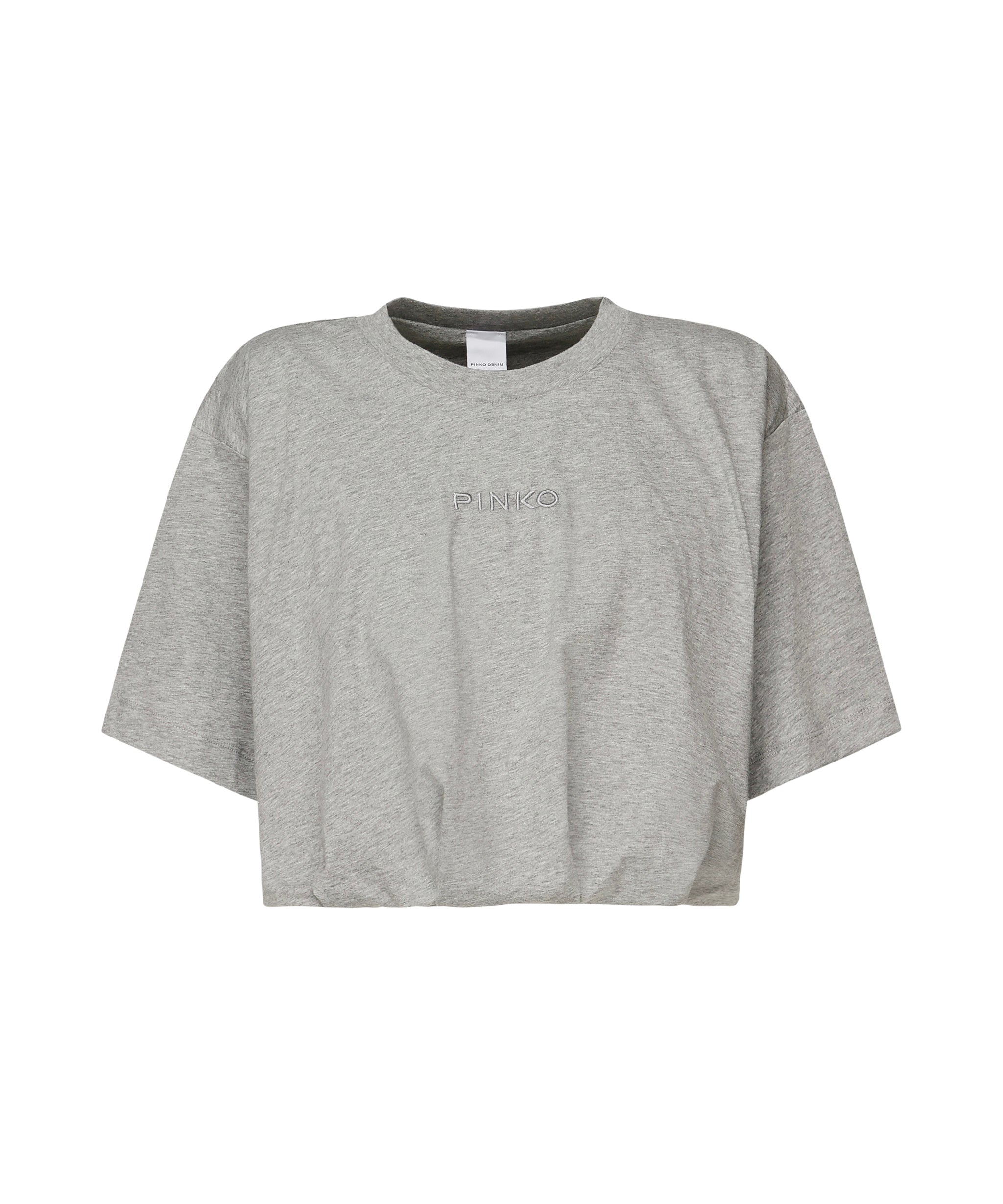 T-shirt cropped con ricamo logo 104257 A2F8I42 PINKO 