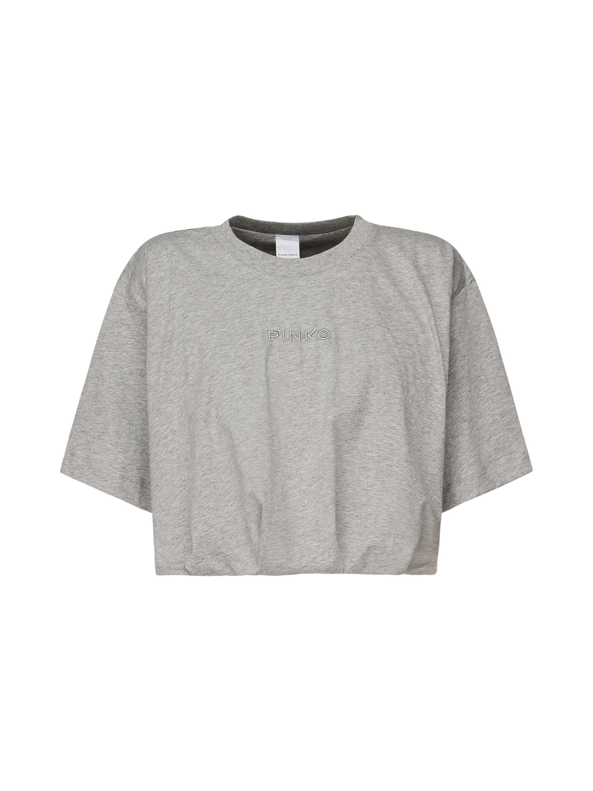 T-shirt cropped con ricamo logo 104257 A2F8I42 PINKO 