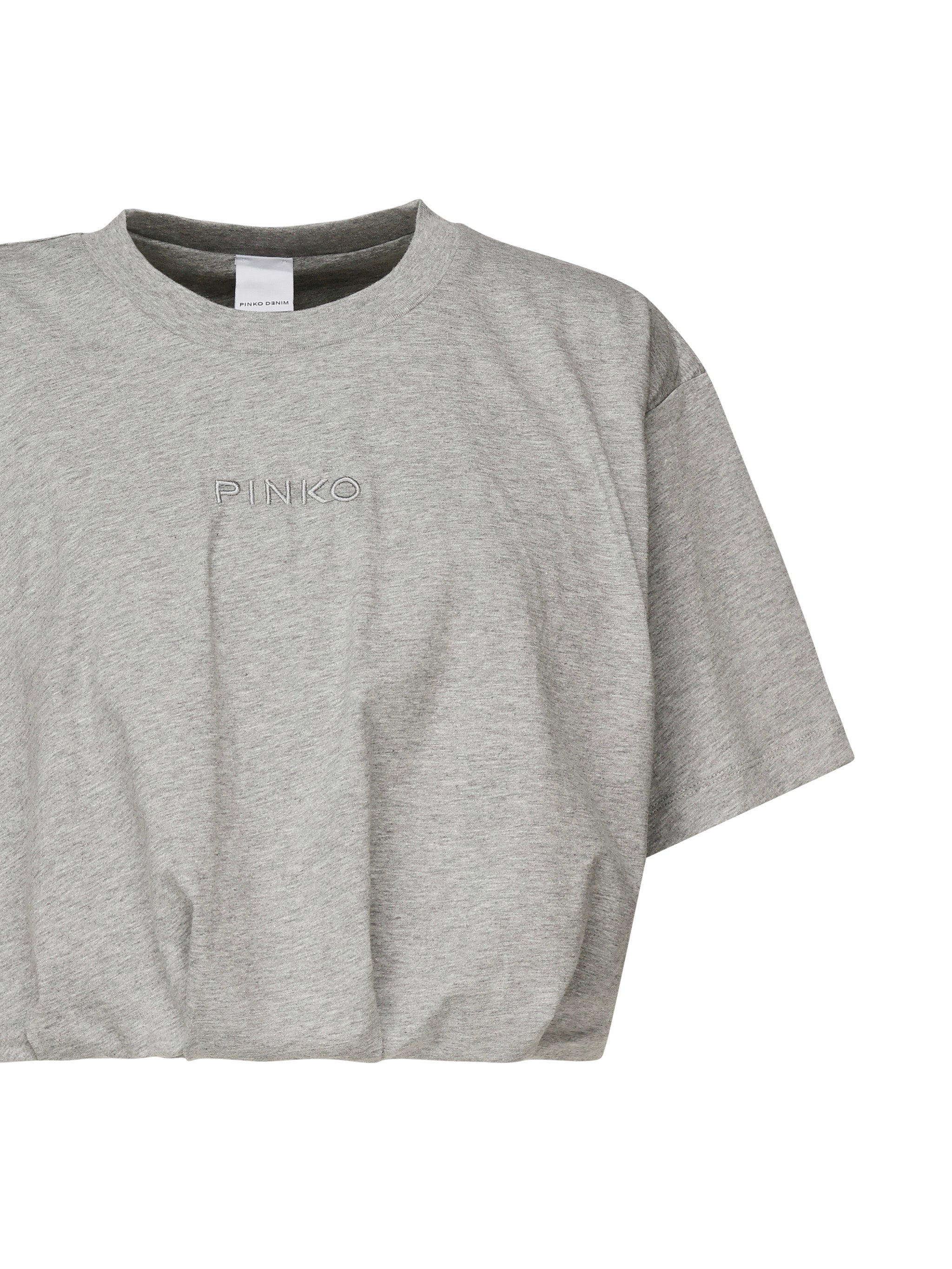 T-shirt cropped con ricamo logo 104257 A2F8I42 PINKO 