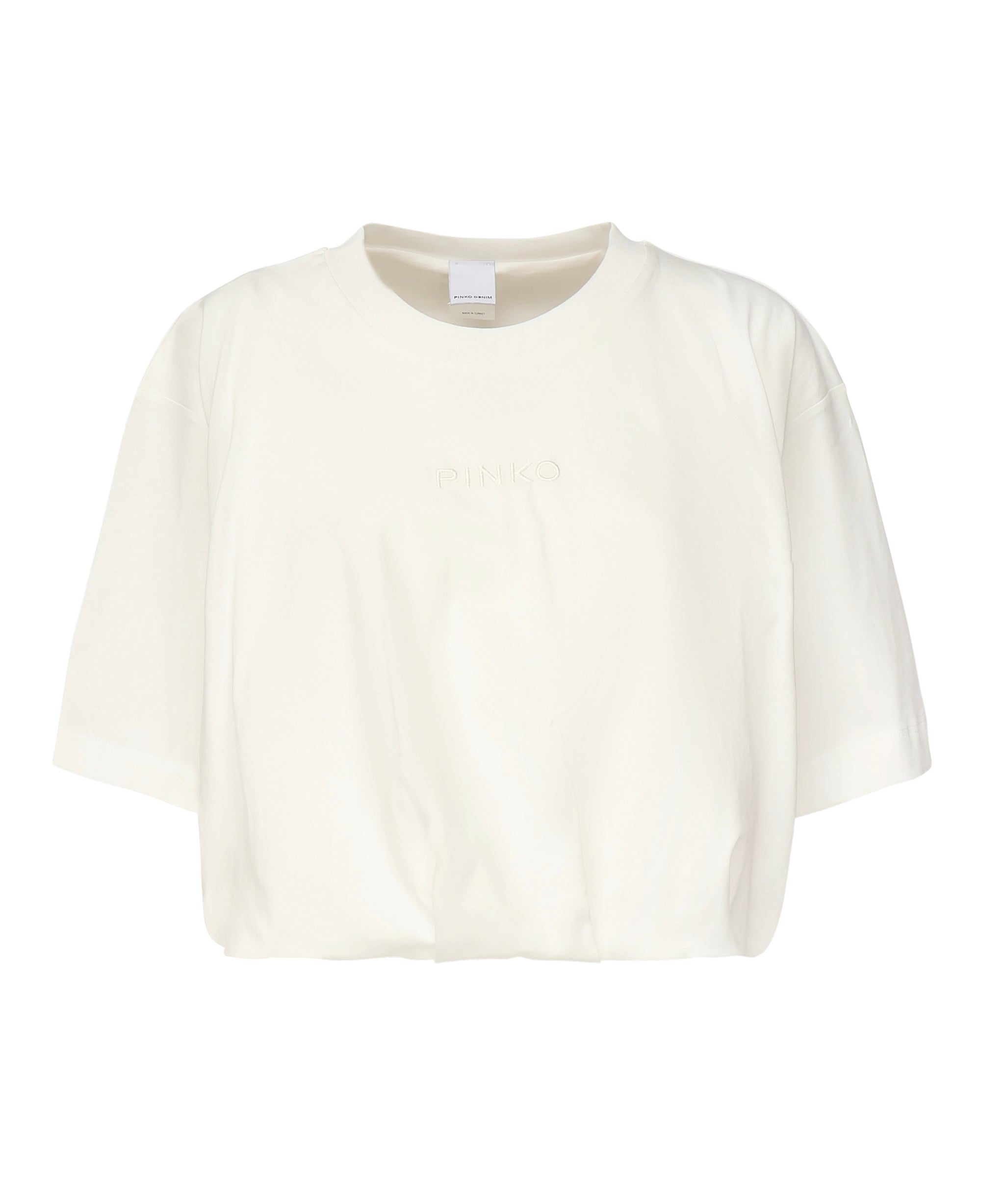 T-shirt cropped con ricamo logo 104257 A2F8Z05 PINKO 