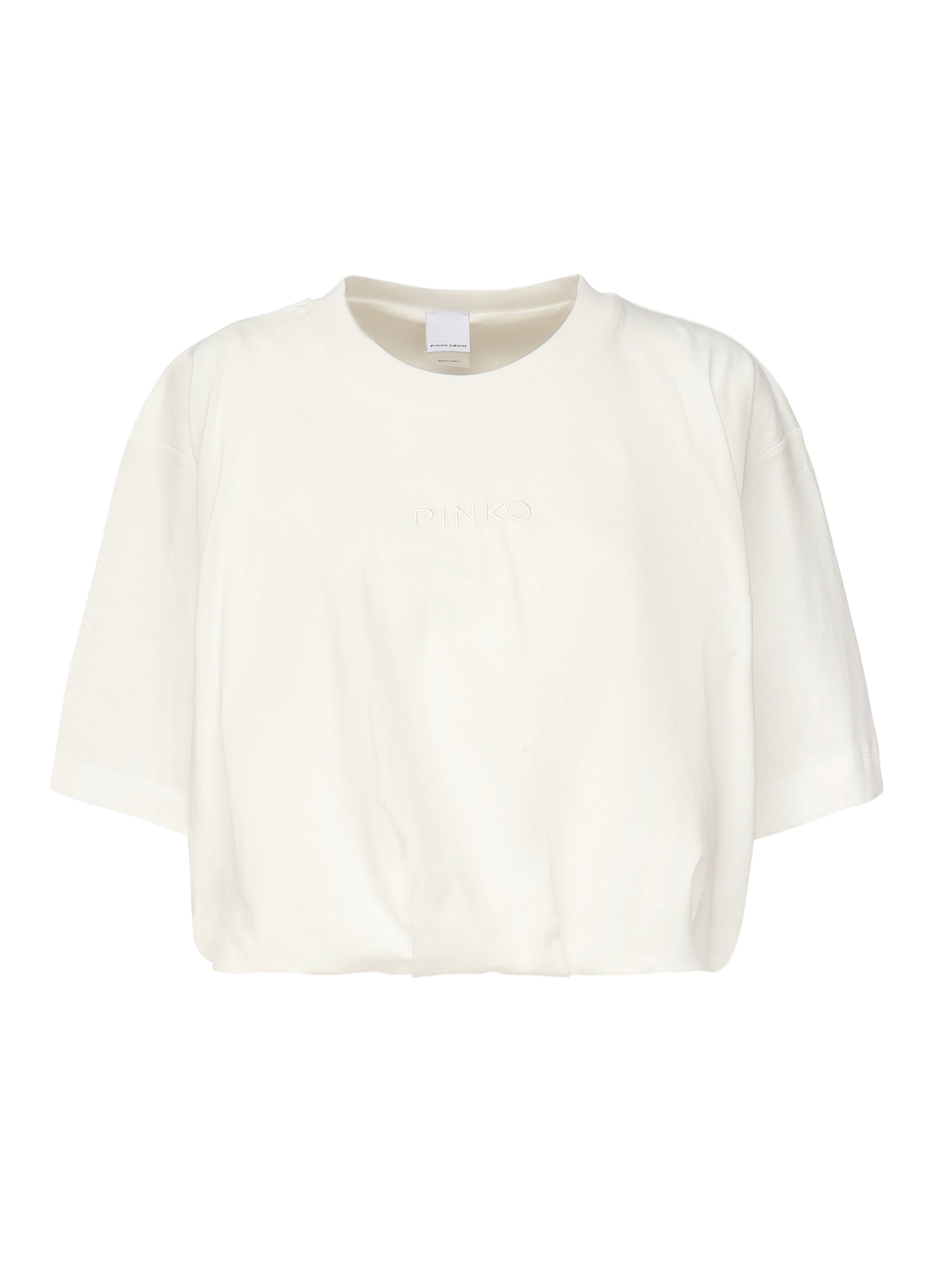 T-shirt cropped con ricamo logo 104257 A2F8Z05 PINKO 