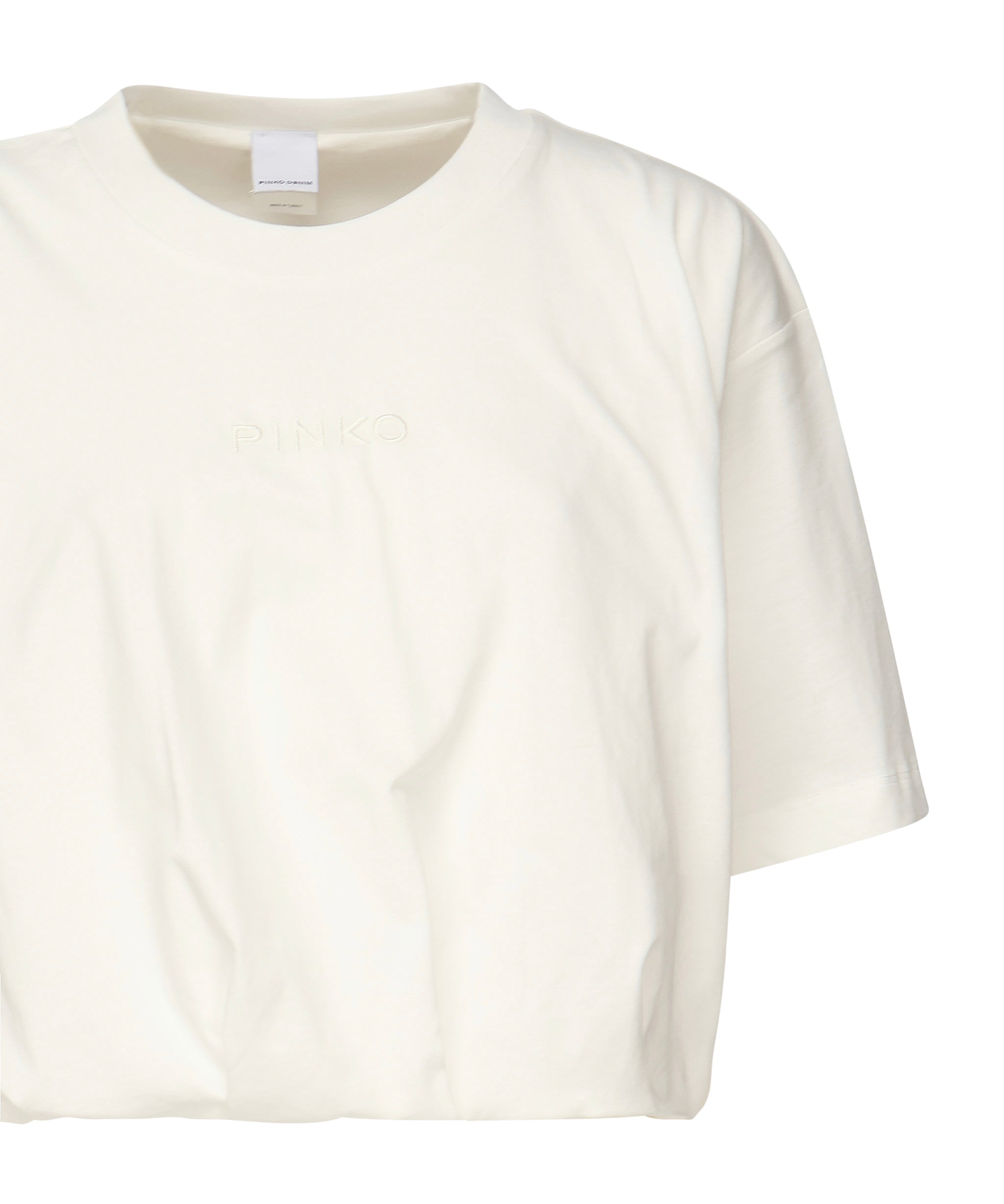 T-shirt cropped con ricamo logo 104257 A2F8Z05 PINKO 