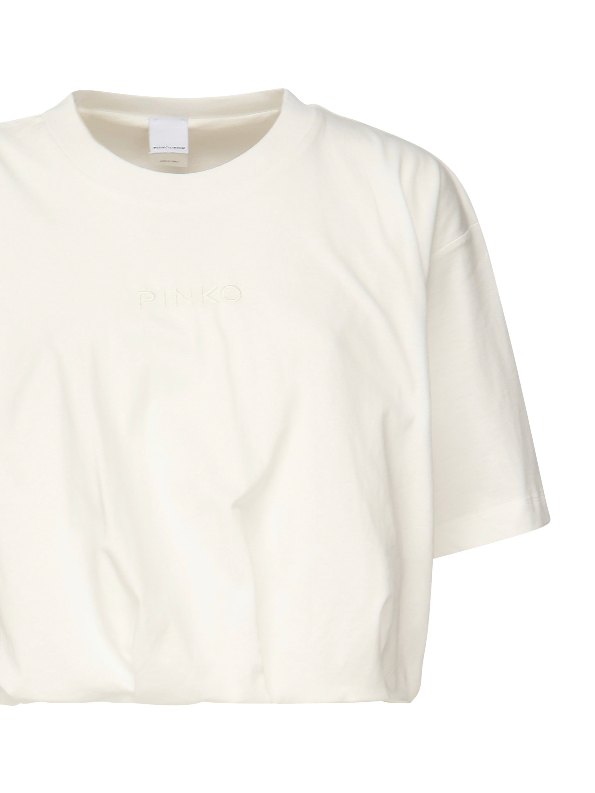 T-shirt cropped con ricamo logo 104257 A2F8Z05 PINKO 