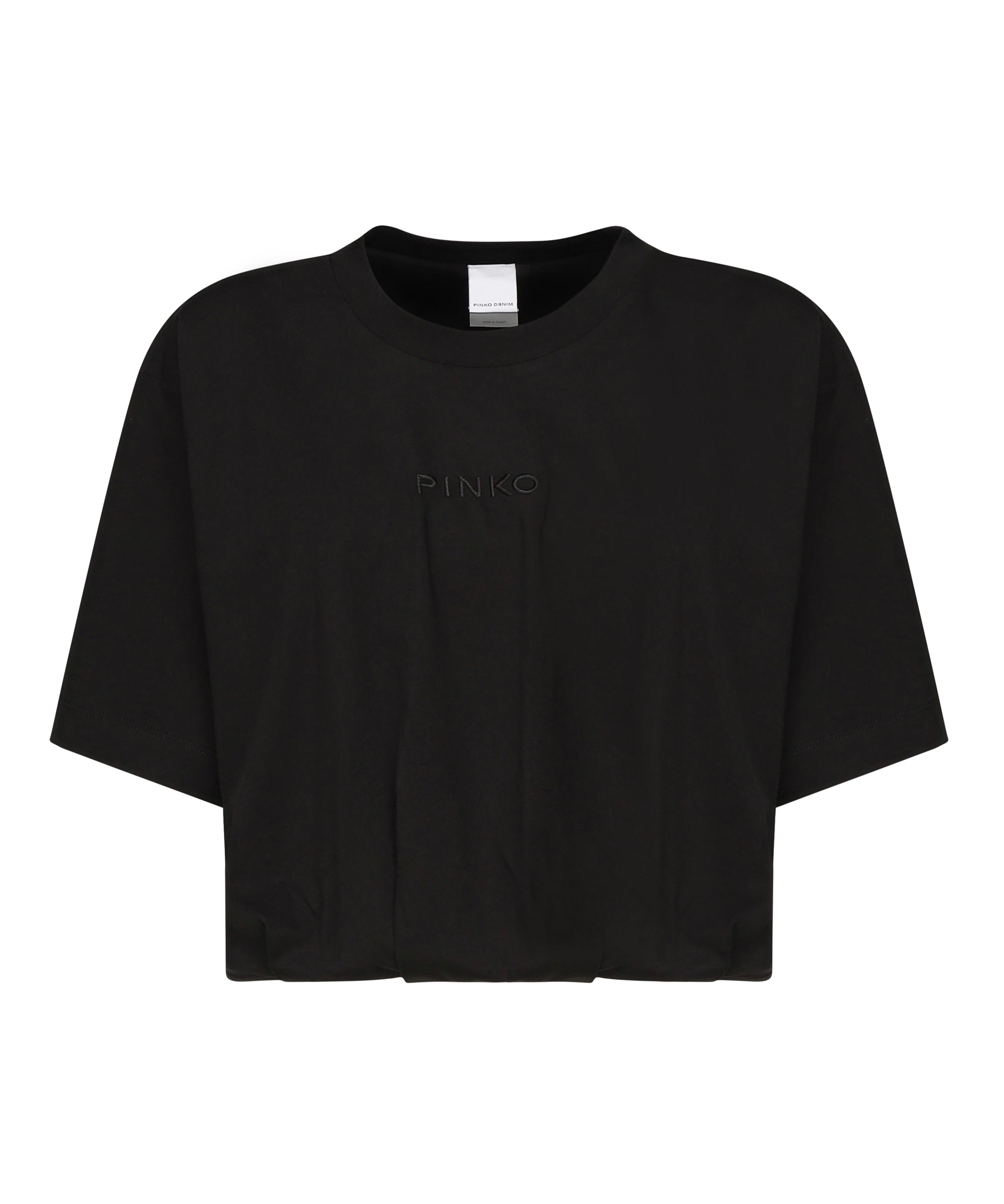 T-shirt cropped con ricamo logo 104257 A2F8Z99 PINKO 