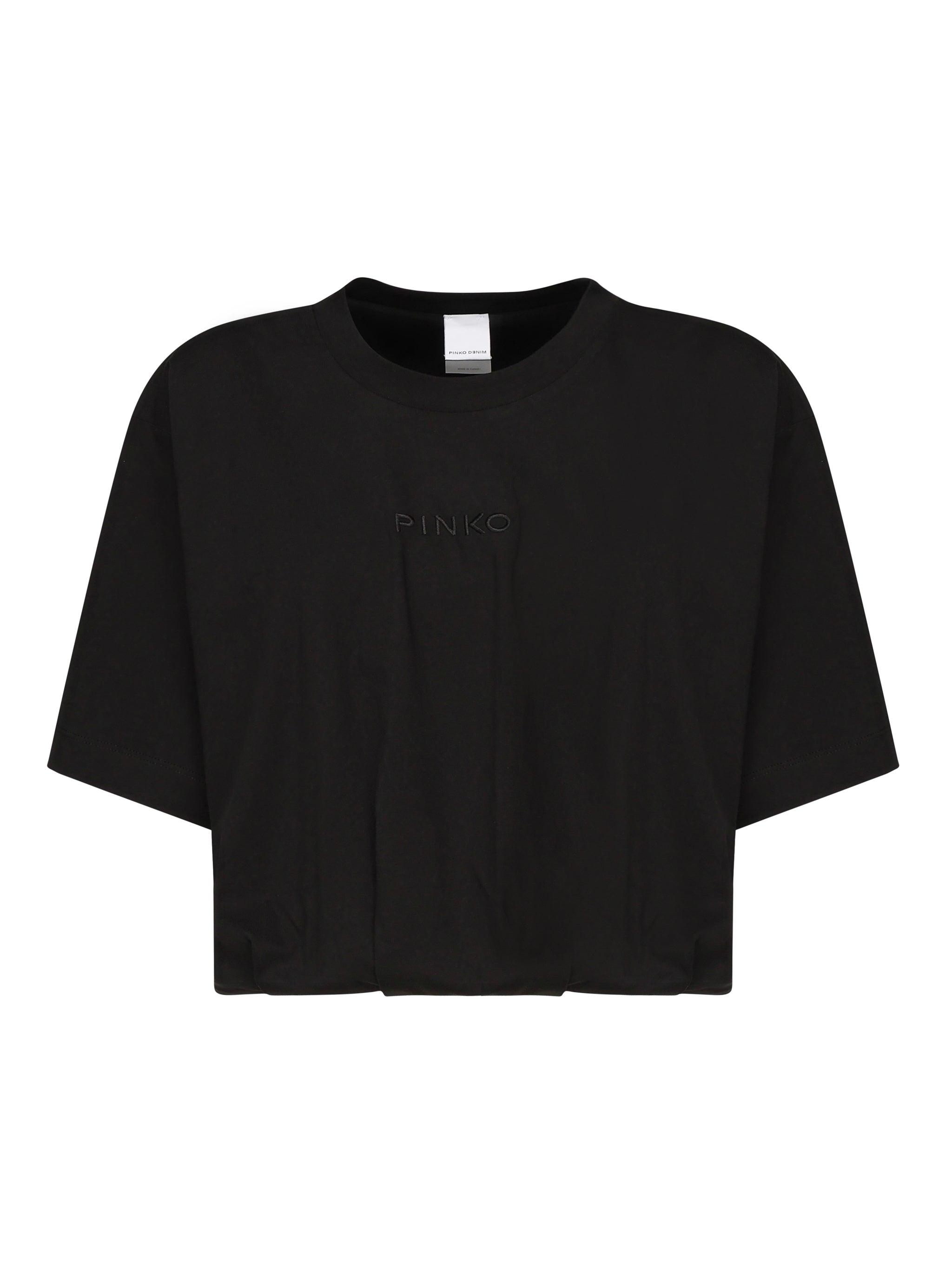 T-shirt cropped con ricamo logo 104257 A2F8Z99 PINKO 