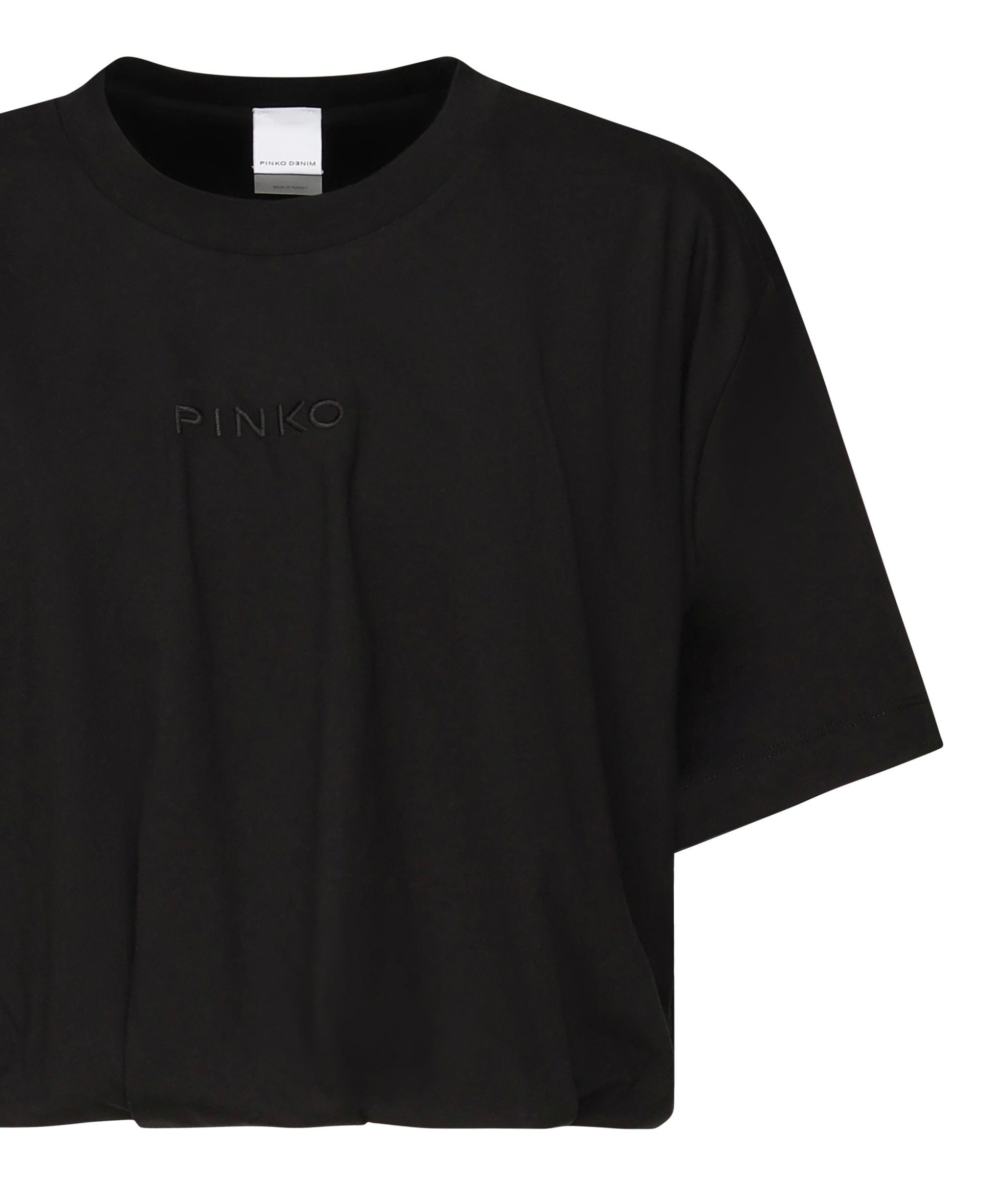 T-shirt cropped con ricamo logo 104257 A2F8Z99 PINKO 