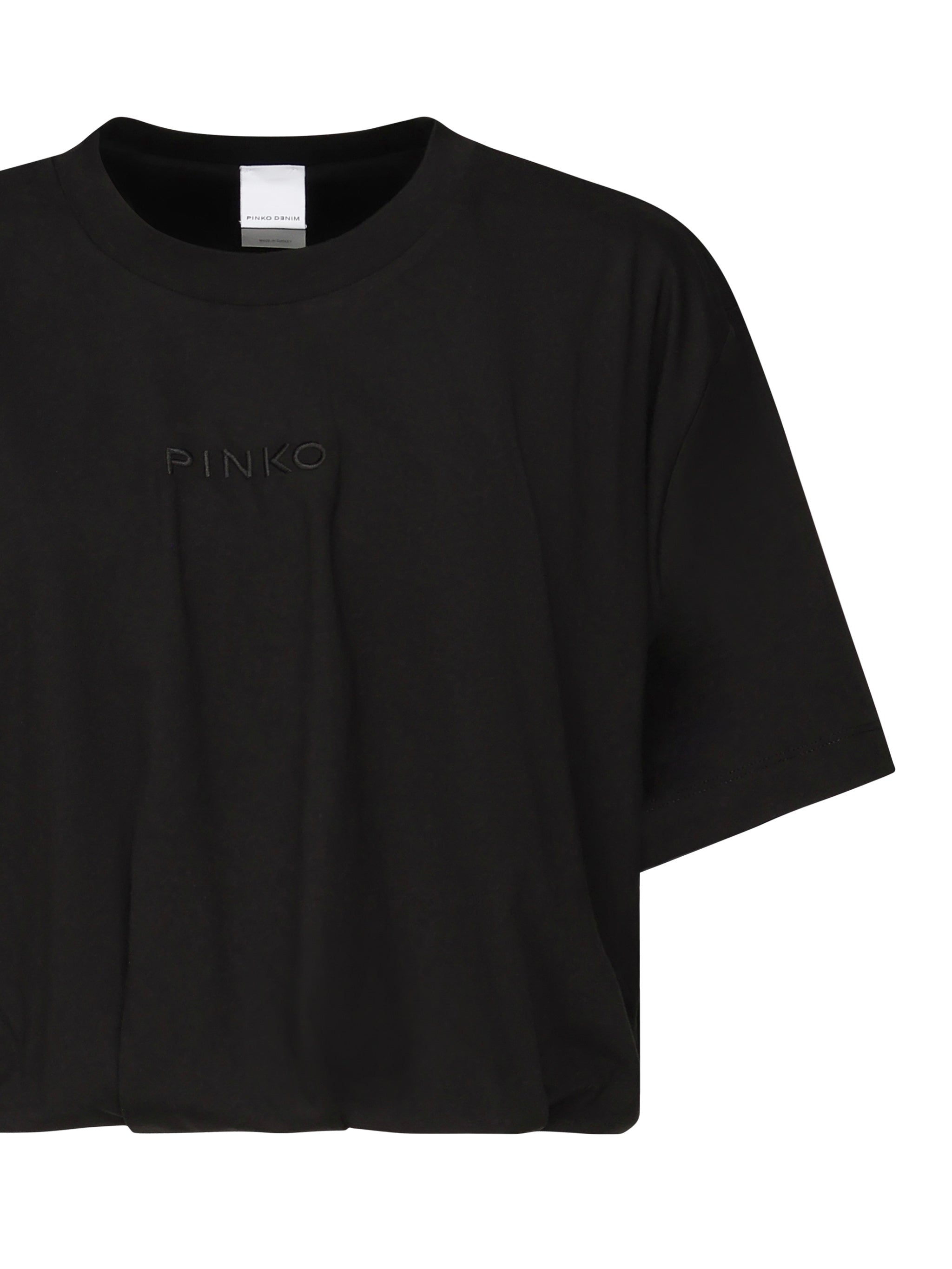T-shirt cropped con ricamo logo 104257 A2F8Z99 PINKO 