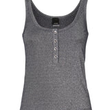 Top a canotta in maglia metallizzata con bottoni 104649 A2CQEI2 PINKO 