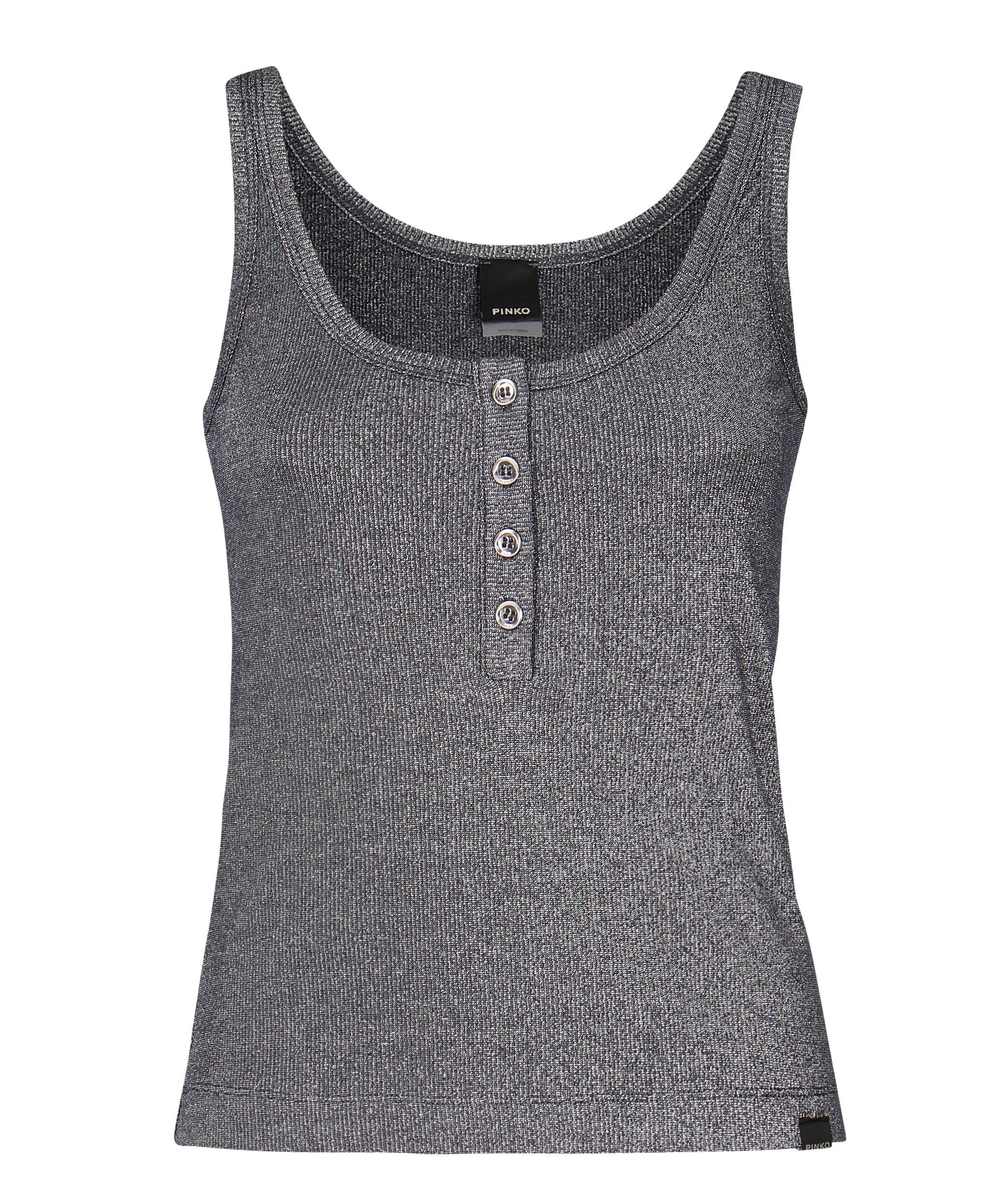 Top a canotta in maglia metallizzata con bottoni 104649 A2CQEI2 PINKO 