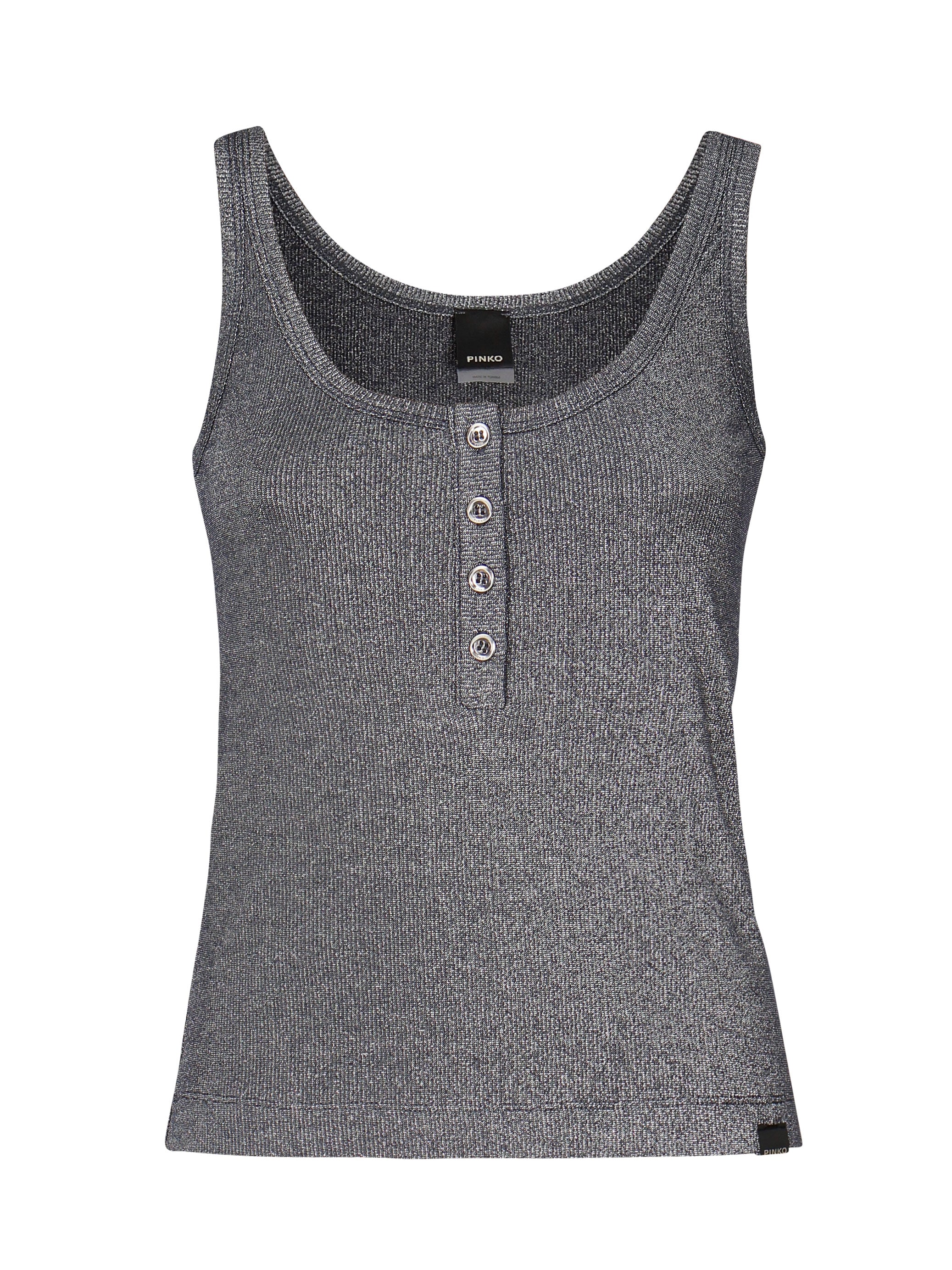 Top a canotta in maglia metallizzata con bottoni 104649 A2CQEI2 PINKO 