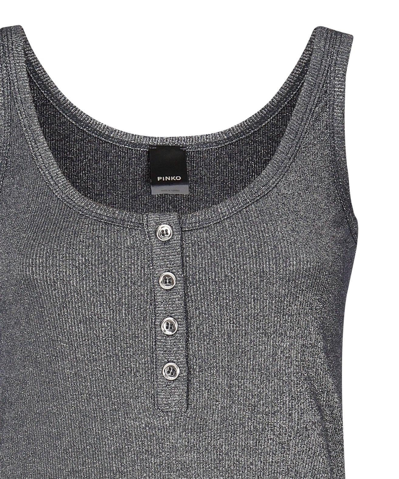Top a canotta in maglia metallizzata con bottoni 104649 A2CQEI2 PINKO 