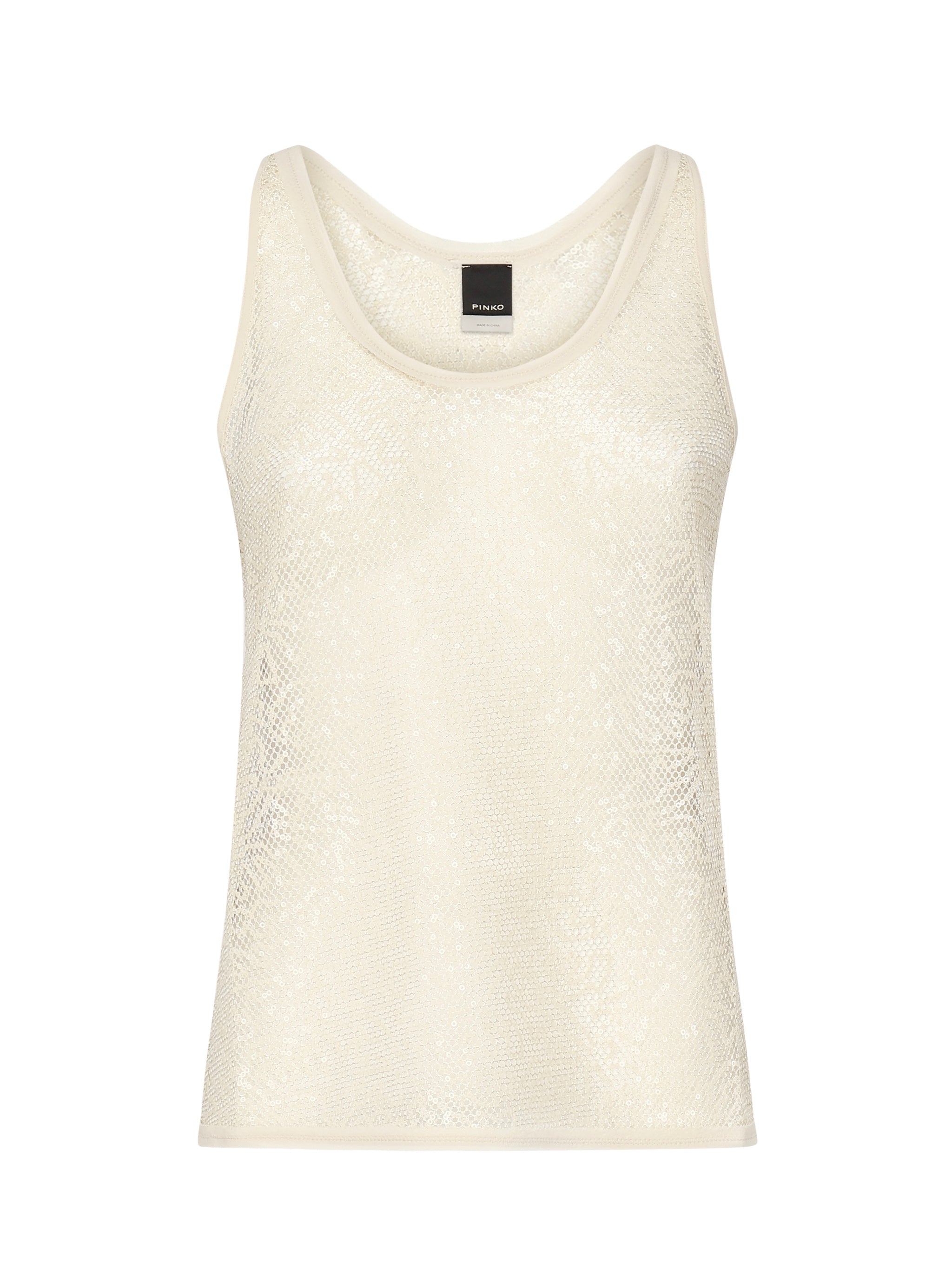 Canotta a rete con paillettes 104710 A2EXC03 PINKO 