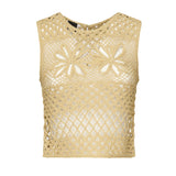 Top senza maniche crochet traforato 104733 A2FFC43 PINKO 