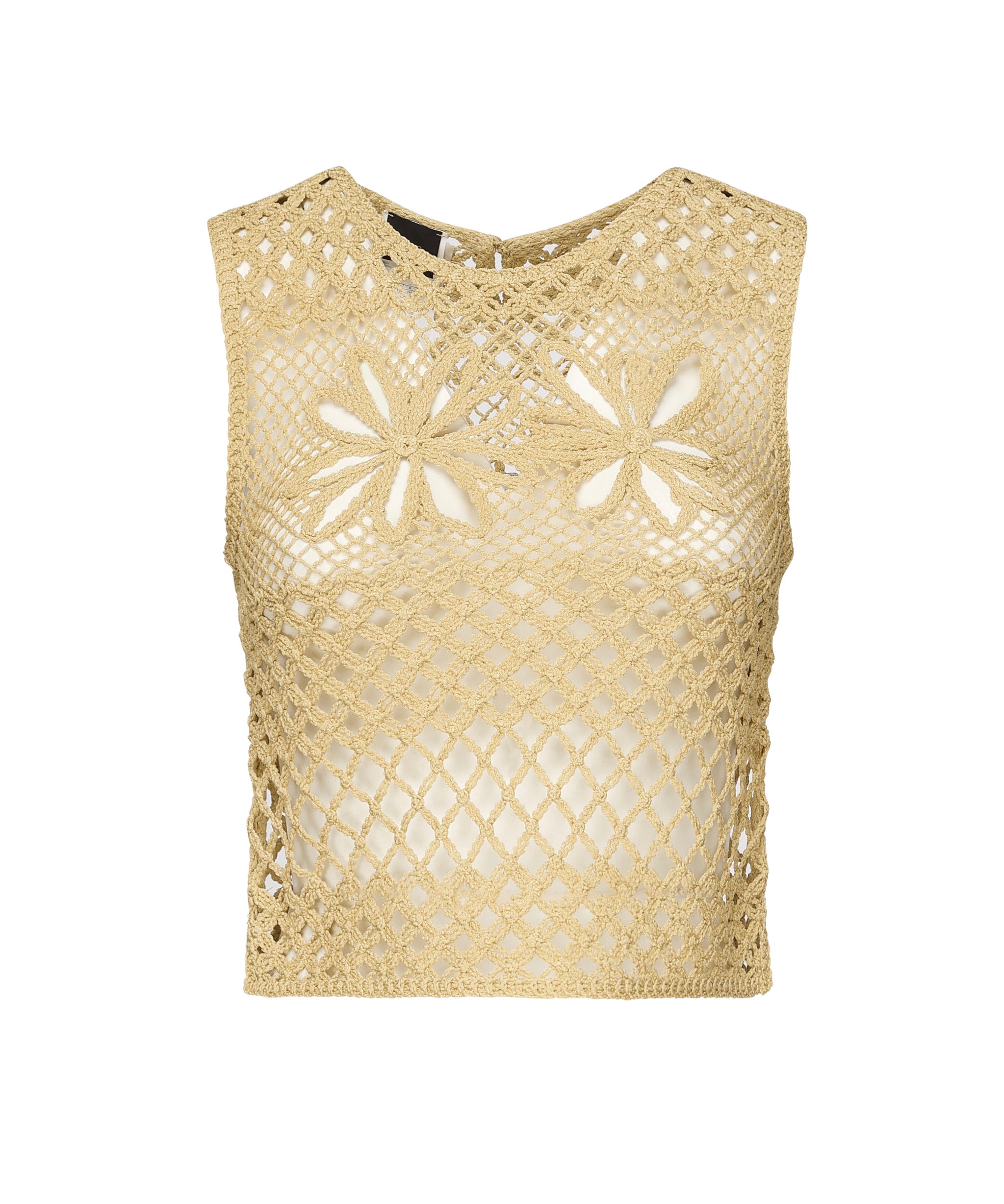 Top senza maniche crochet traforato 104733 A2FFC43 PINKO 