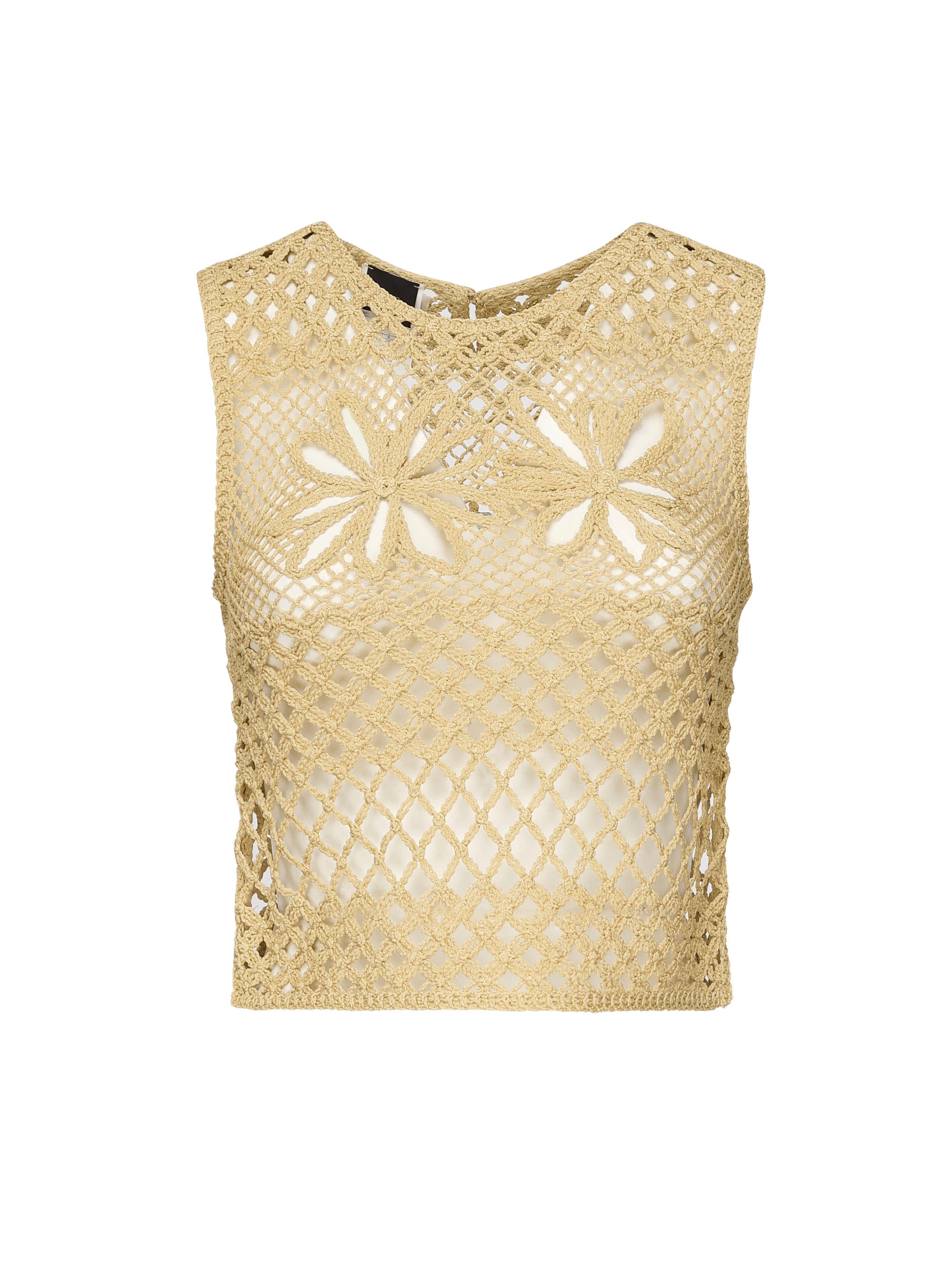 Top senza maniche crochet traforato 104733 A2FFC43 PINKO 