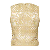 Top senza maniche crochet traforato 104733 A2FFC43 PINKO 