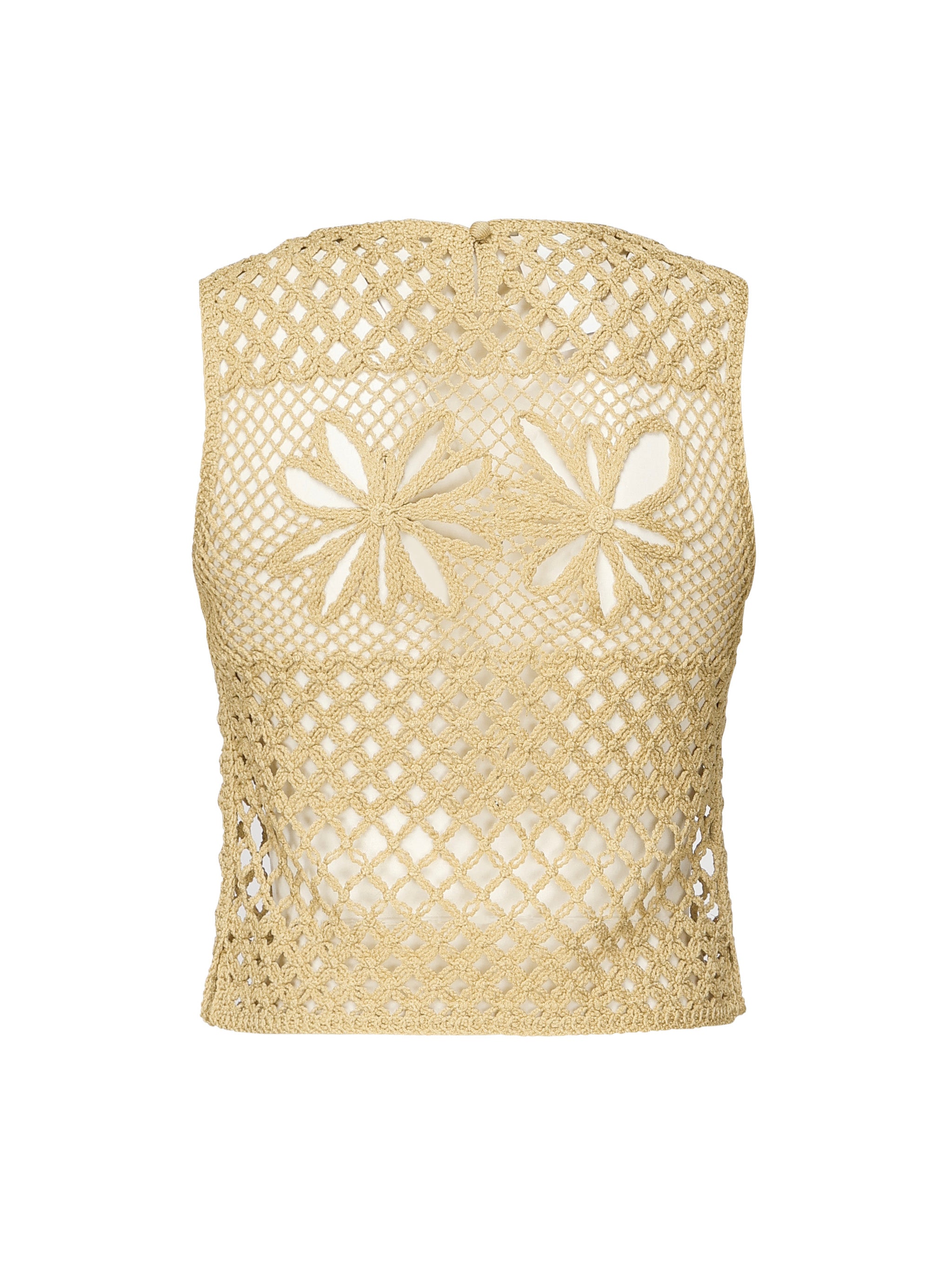 Top senza maniche crochet traforato 104733 A2FFC43 PINKO 