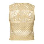 Top senza maniche crochet traforato 104733 A2FFC43 PINKO 