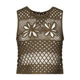Top senza maniche crochet traforato 104733 A2FFX26 PINKO 
