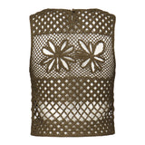 Top senza maniche crochet traforato 104733 A2FFX26 PINKO 