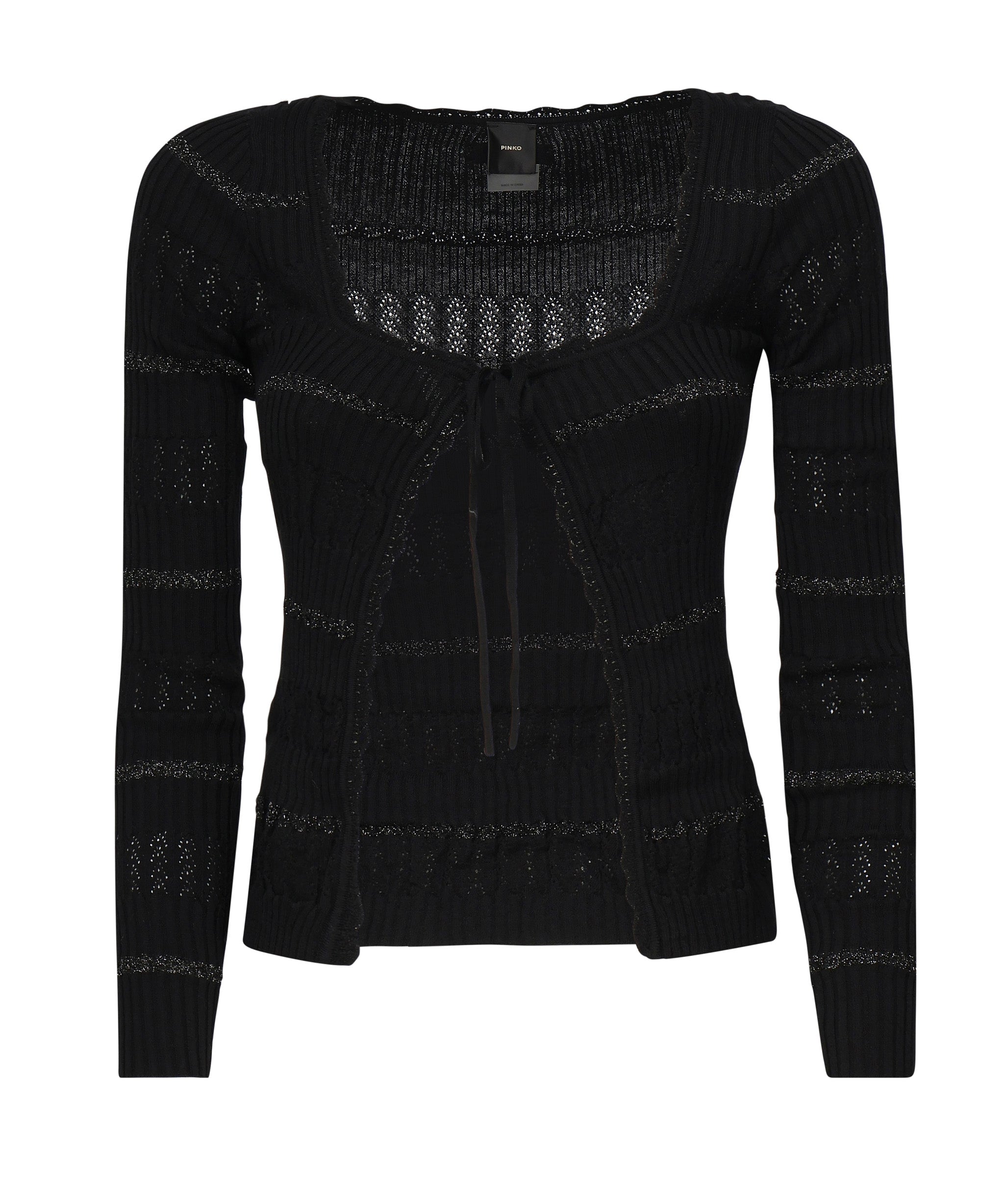 Polo maniche lunghe con riga metallizzata 104734 A2FCZ99 PINKO 