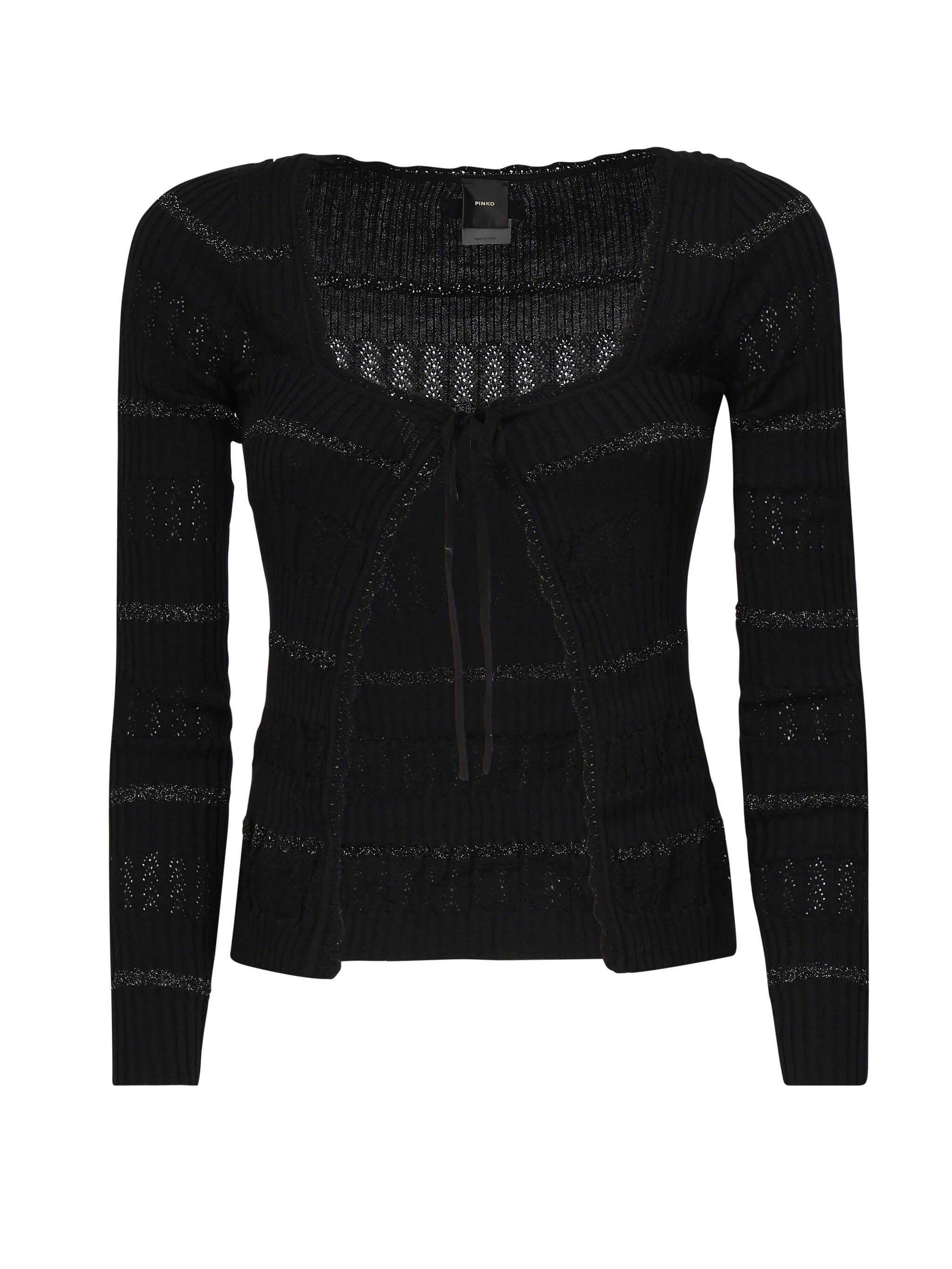 Polo maniche lunghe con riga metallizzata 104734 A2FCZ99 PINKO 