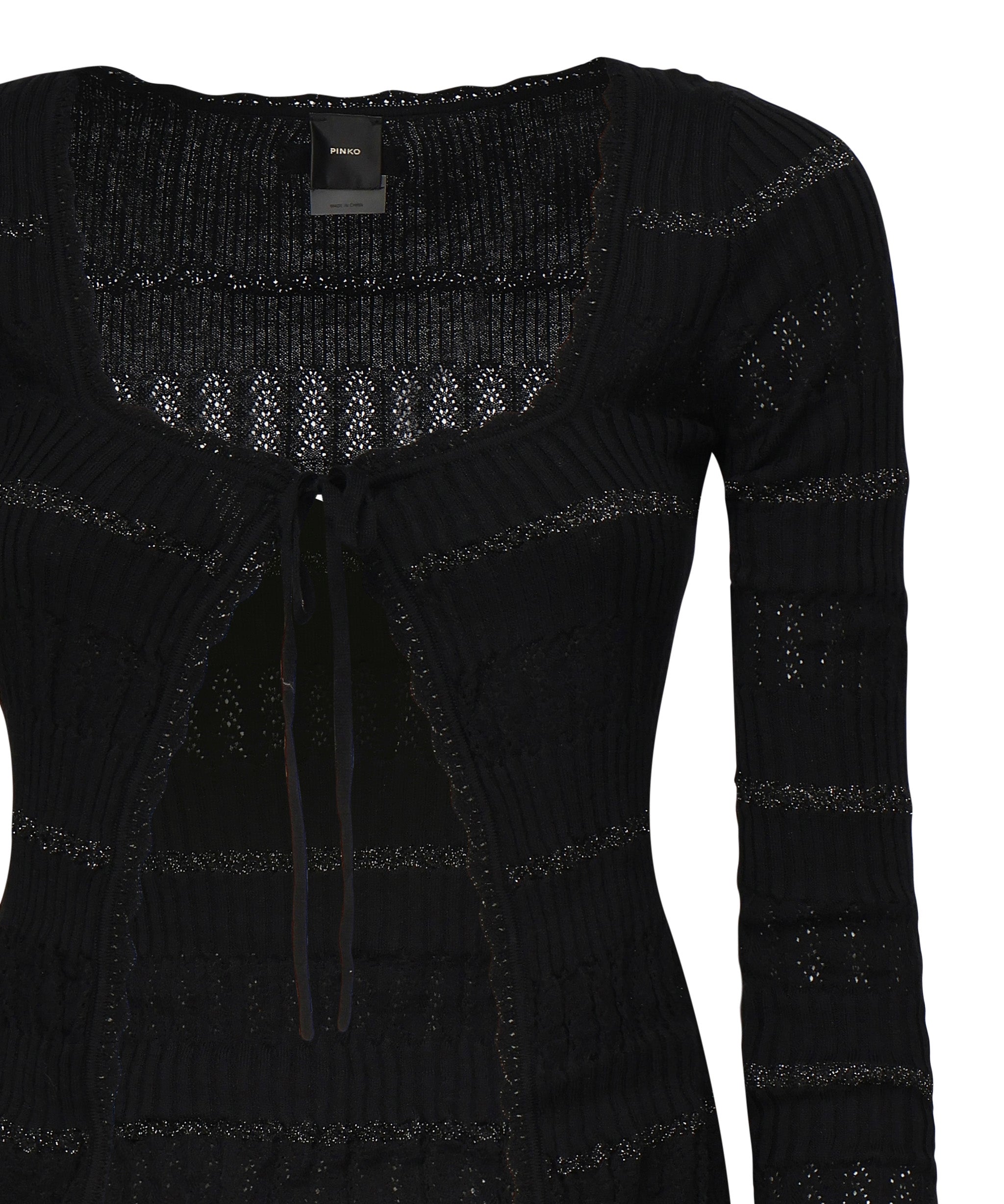 Polo maniche lunghe con riga metallizzata 104734 A2FCZ99 PINKO 