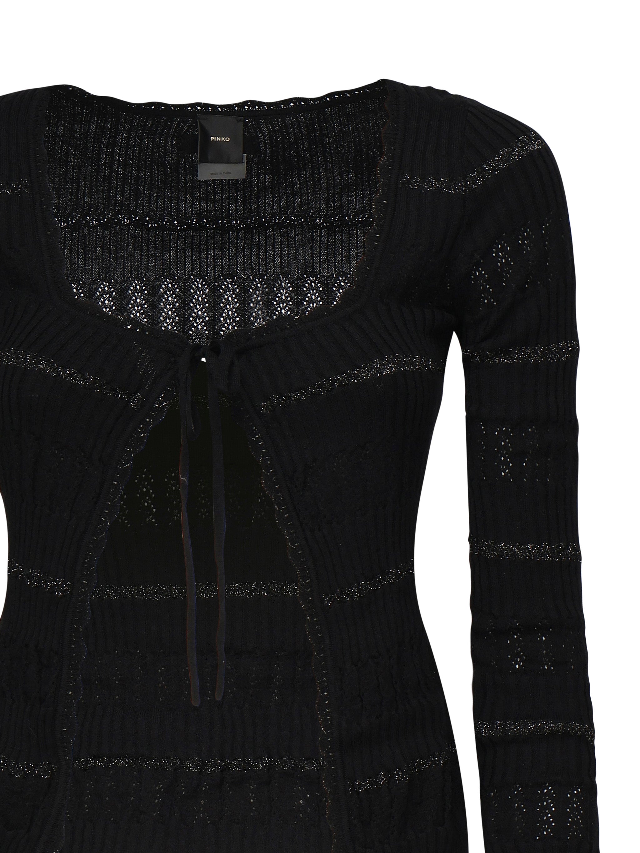 Polo maniche lunghe con riga metallizzata 104734 A2FCZ99 PINKO 