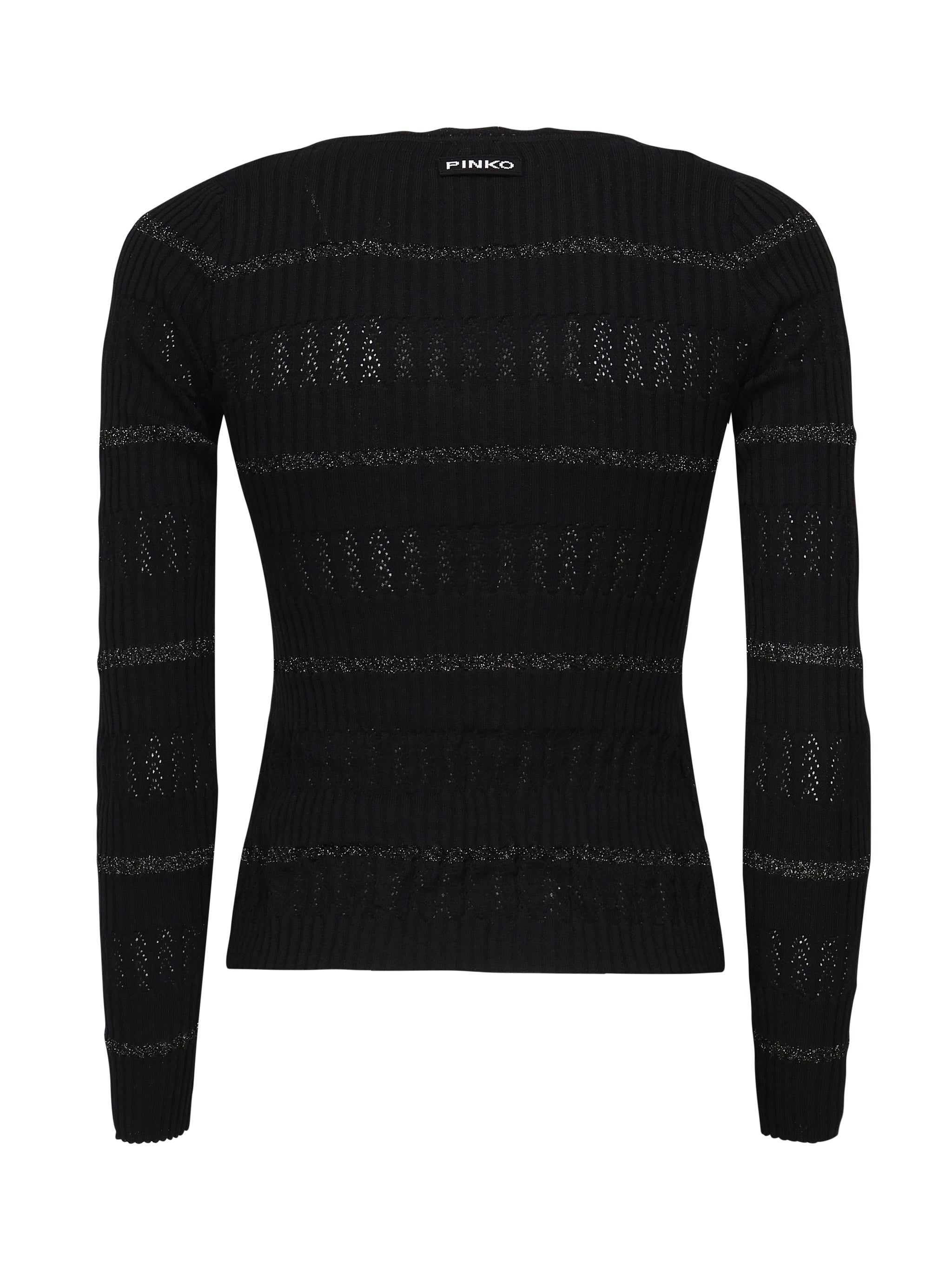 Polo maniche lunghe con riga metallizzata 104734 A2FCZ99 PINKO 